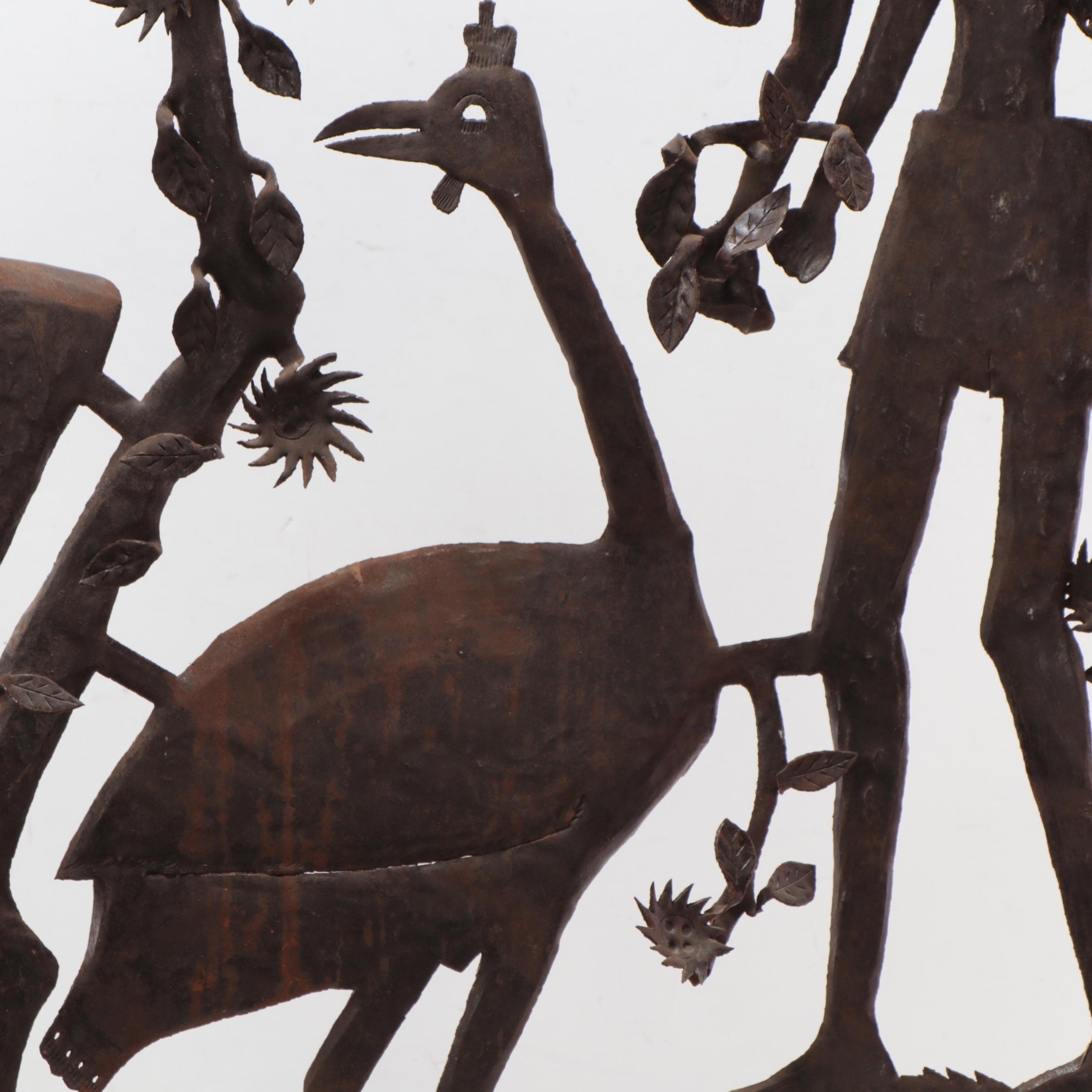 Gabriel Bien-Aime Haitian Metal Sculpture of Angel and Figures