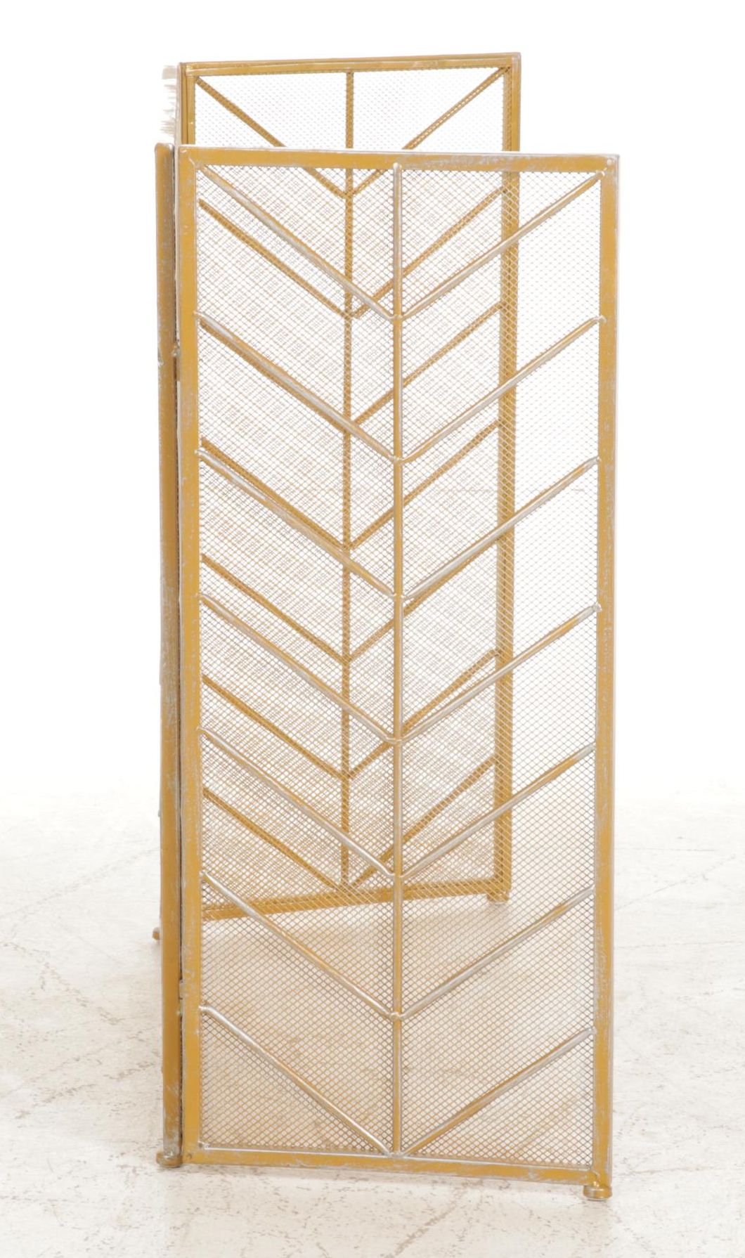 Art Decor Style Trifold Metal Mesh Fireplace Screen, Mid to Late 20th Century