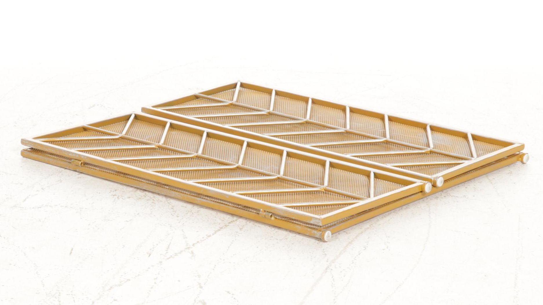 Art Decor Style Trifold Metal Mesh Fireplace Screen, Mid to Late 20th Century