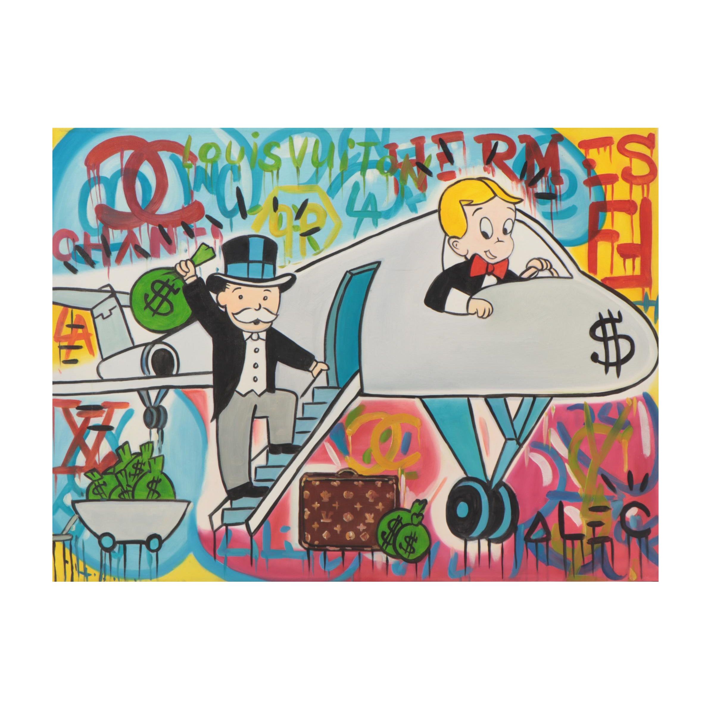 Embellished Giclée After Alec Monopoly "Airplane," 21st Century
