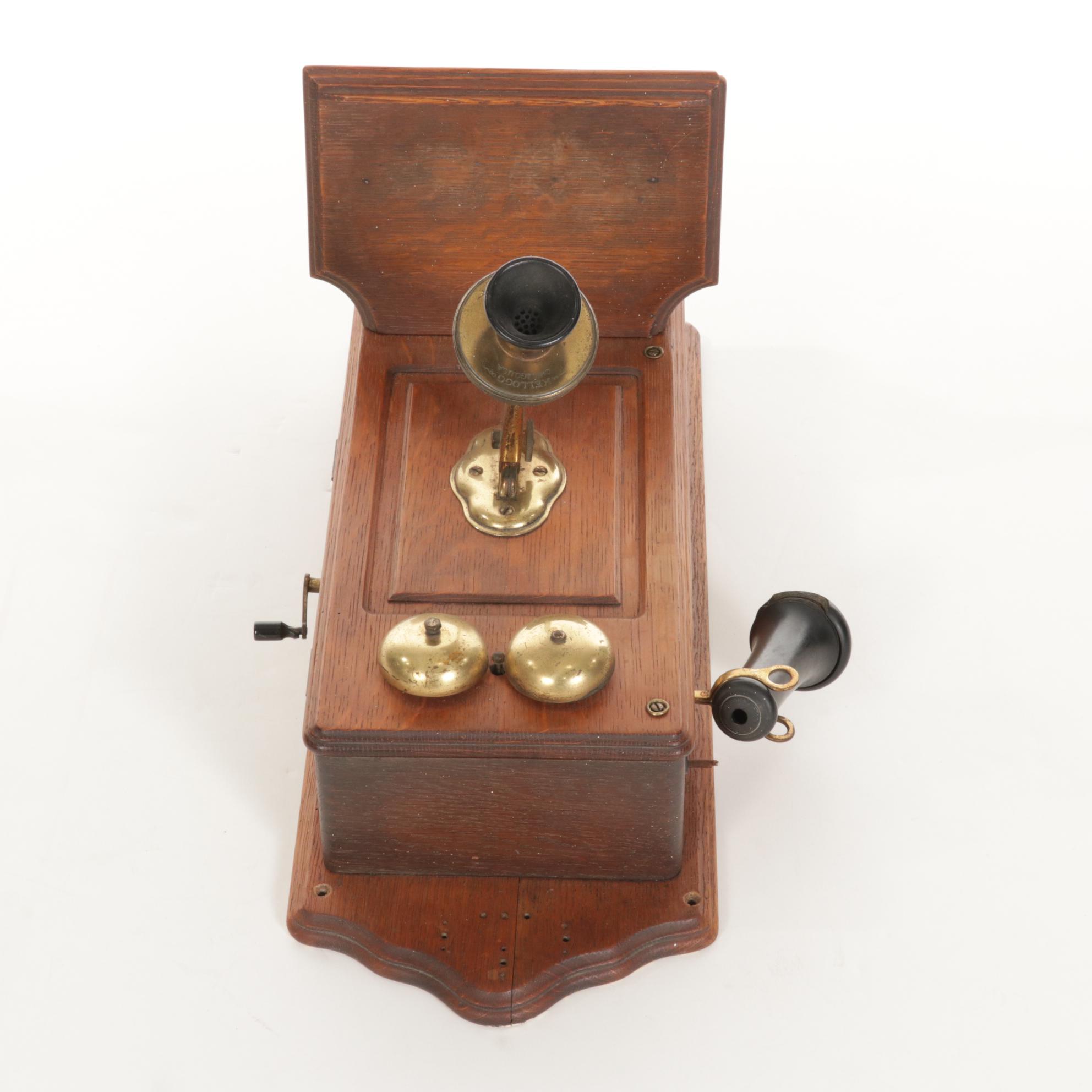 Kellogg Cathederal Top Crank Wall Telephone, Early 20th Century