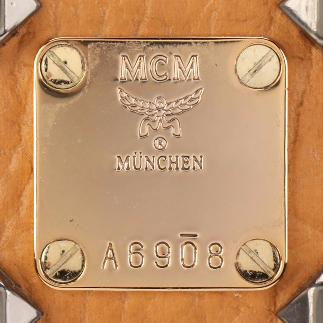 MCM Retro Dual Stark Backpack in Cognac Visetos Coated Canvas and Leather