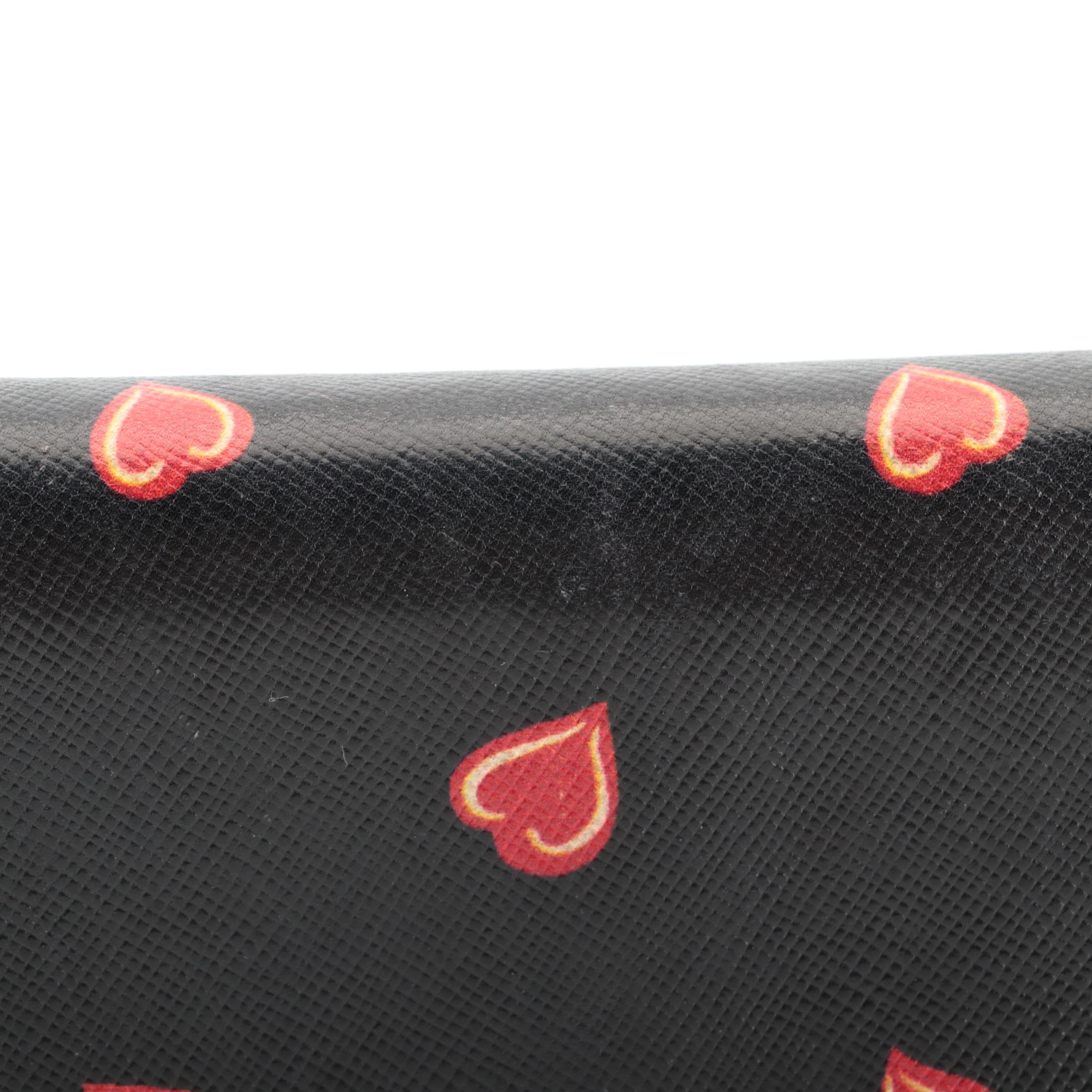 Prada Continental Wallet in Saffiano Heart Leather with Box