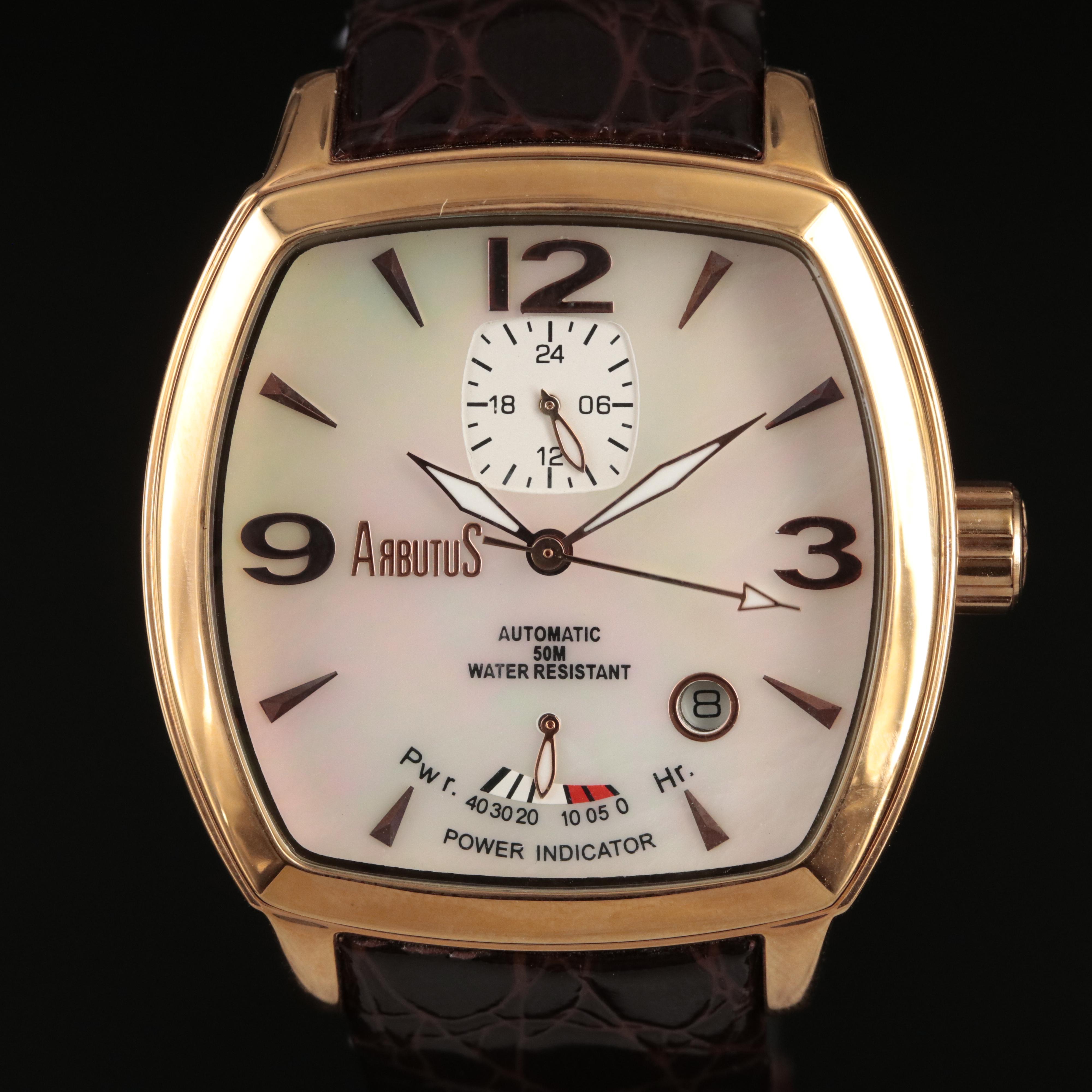 Arbutus Power Reserve Mother of Pearl Automatic Watch