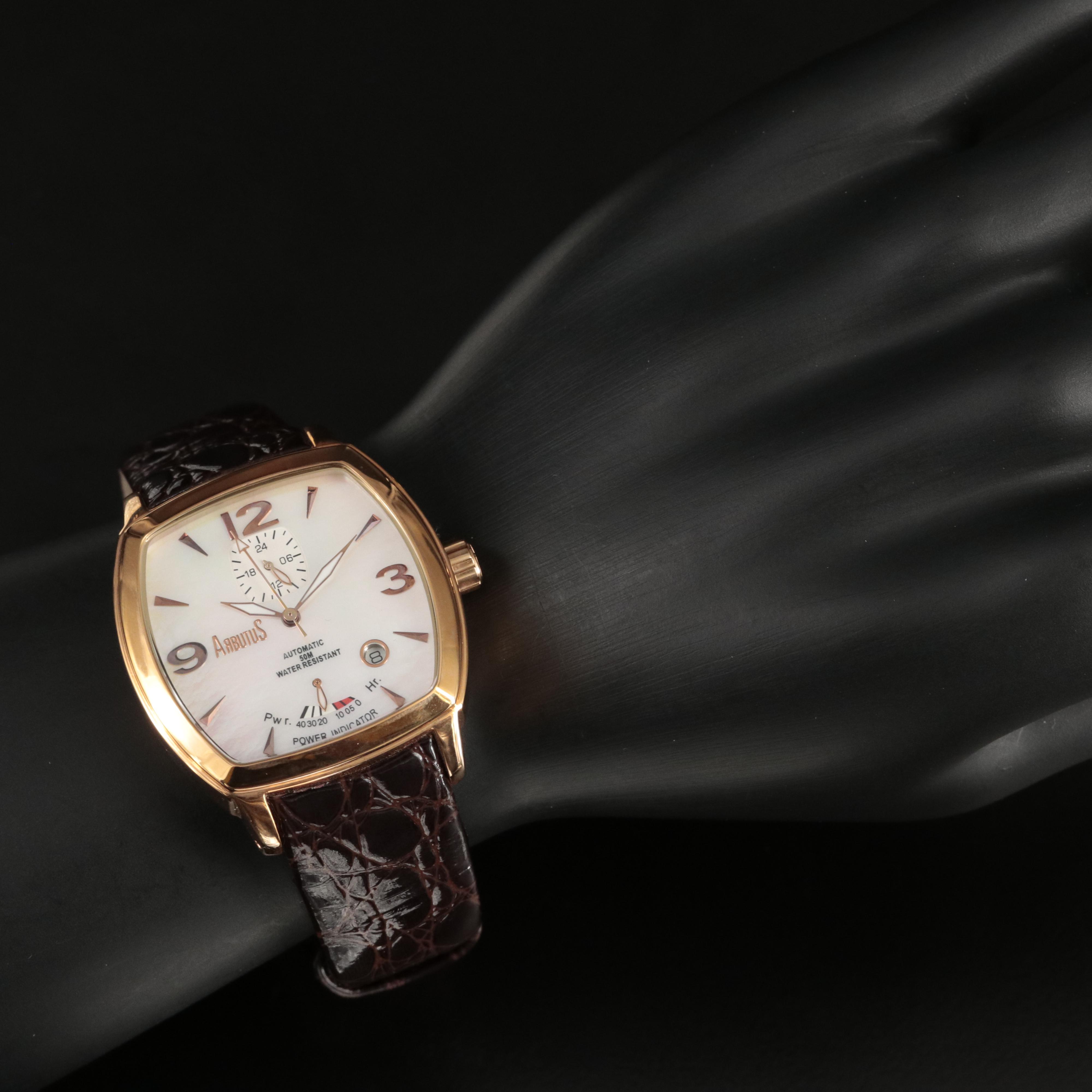 Arbutus Power Reserve Mother of Pearl Automatic Watch