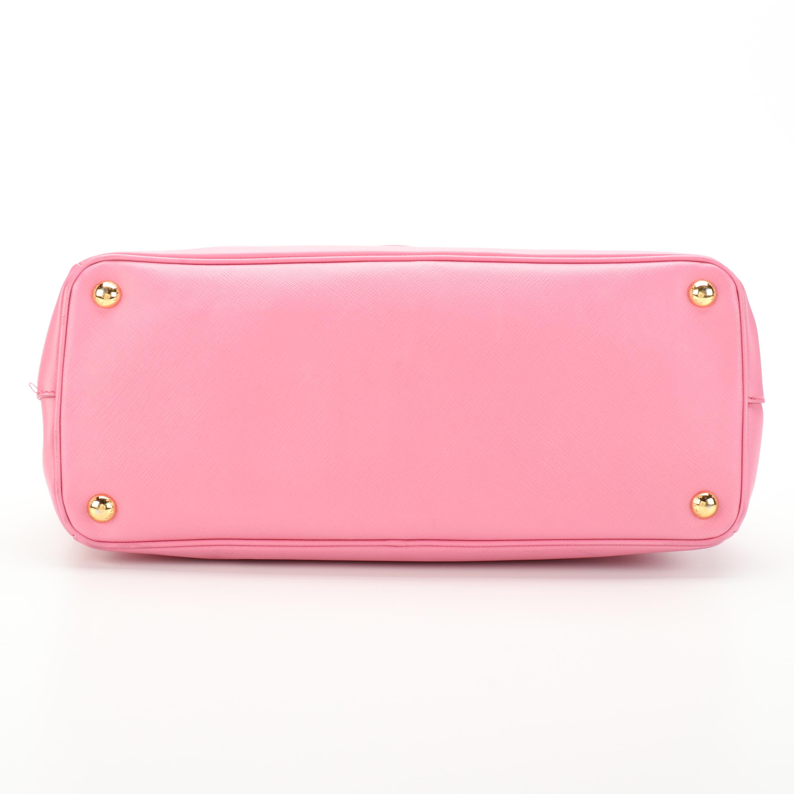 Prada Gardener Double Zip Medium Tote in Pink Saffiano Lux Leather
