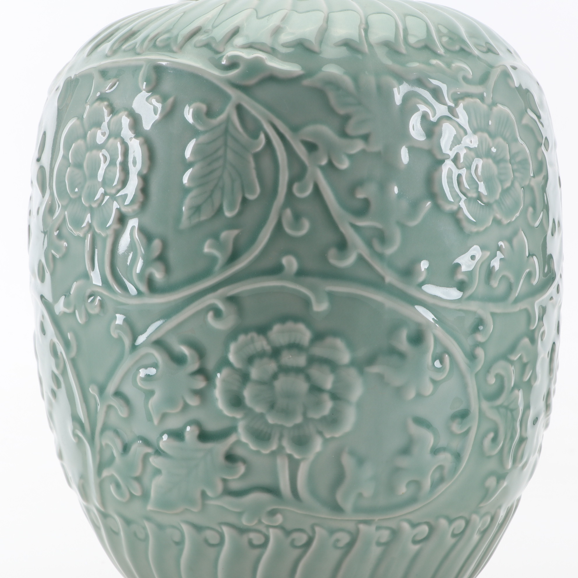 Chinese Celadon Porcelain Ginger Jar and Stand