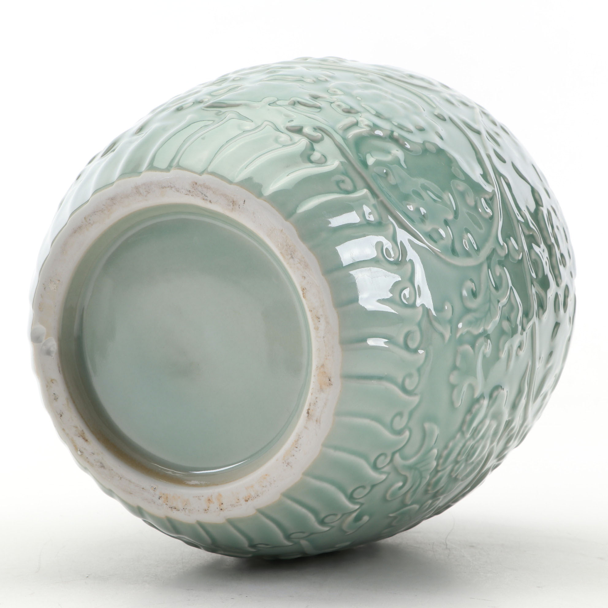 Chinese Celadon Porcelain Ginger Jar and Stand