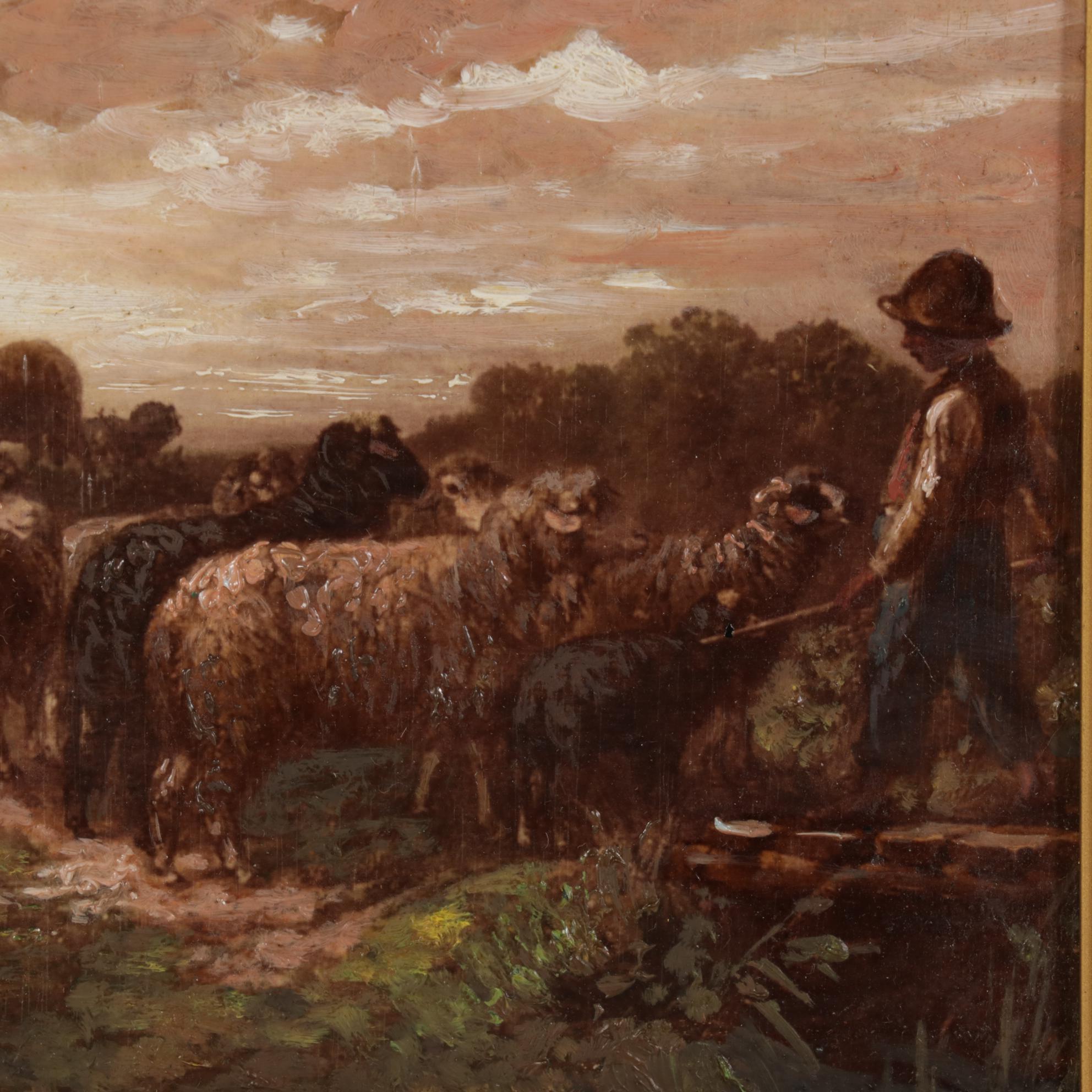 Oil Painting of Shepherd, Late 19th to Early 20th Century