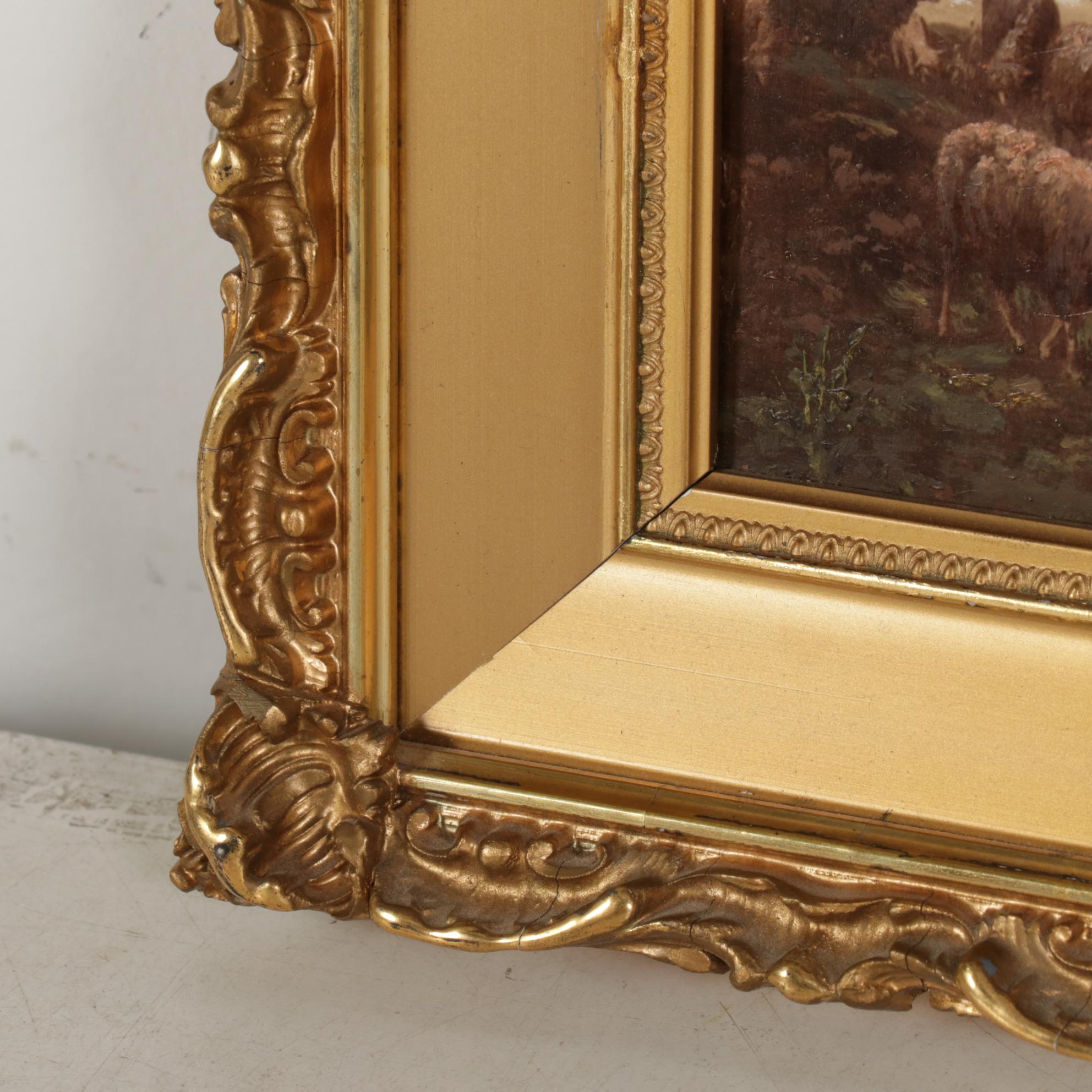 Oil Painting of Shepherd, Late 19th to Early 20th Century