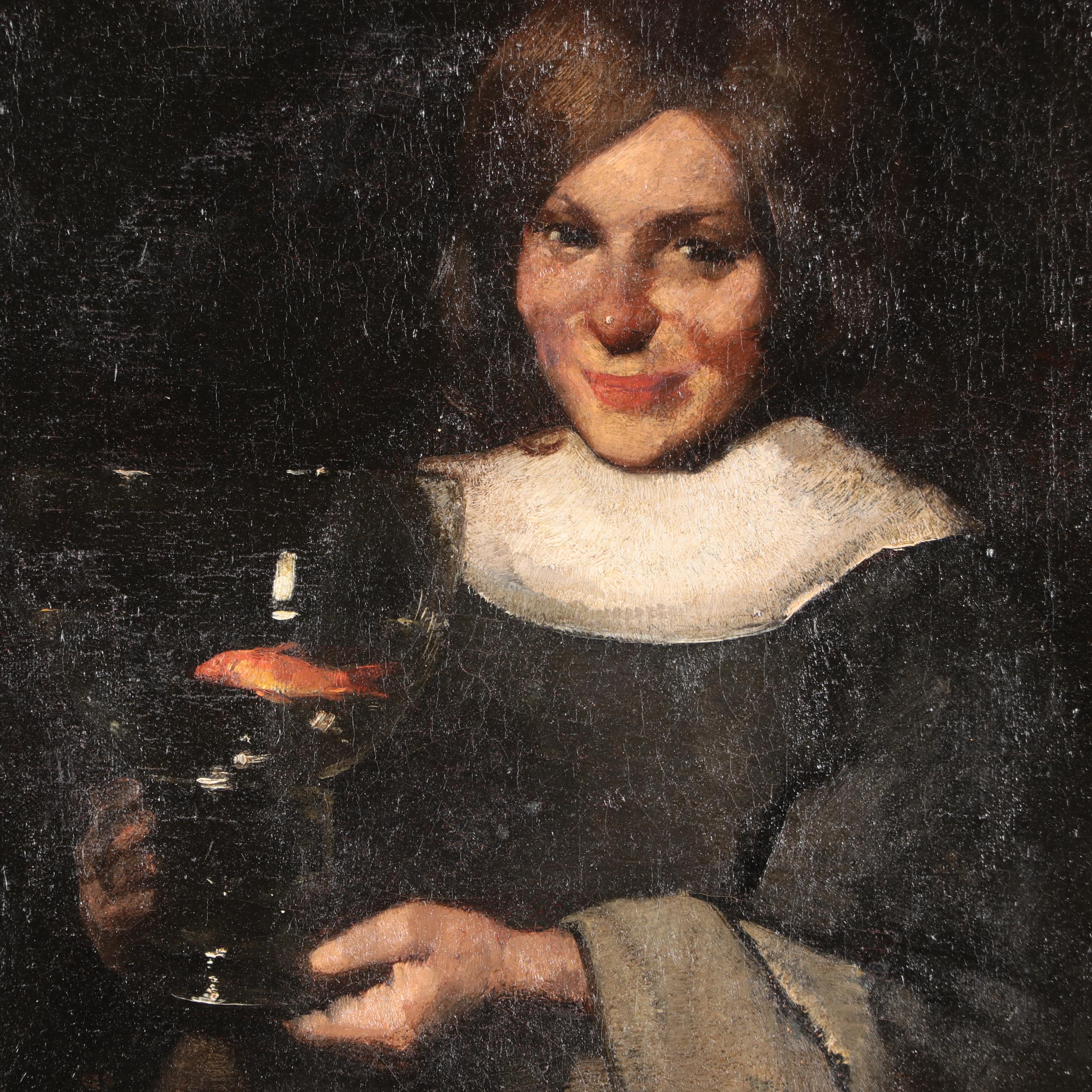 Willem van den Berg Oil Painting "Child with Fishbowl"