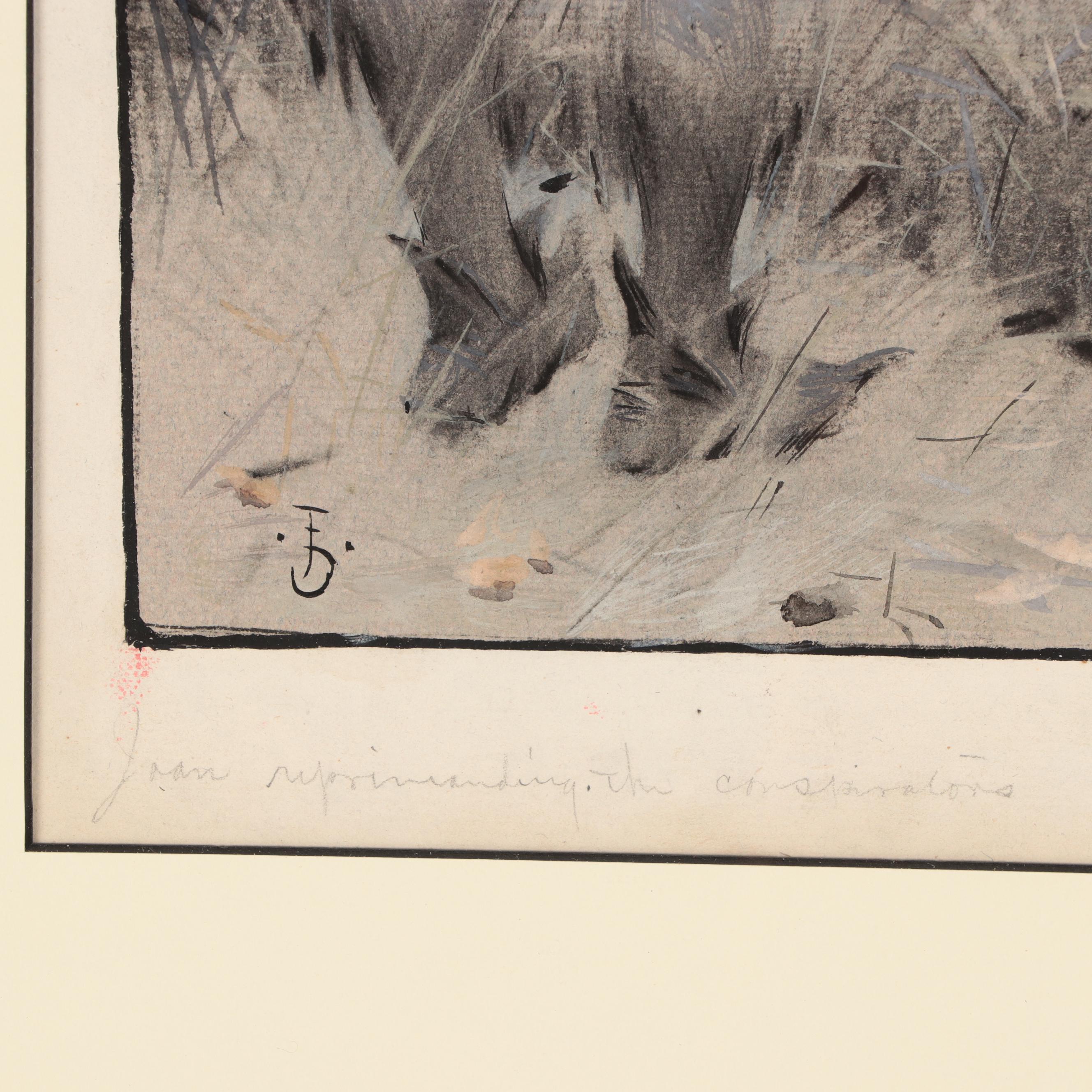 Frank DuMond Mixed Media Painting "Joan of Arc From Mark Twain," Circa 1906