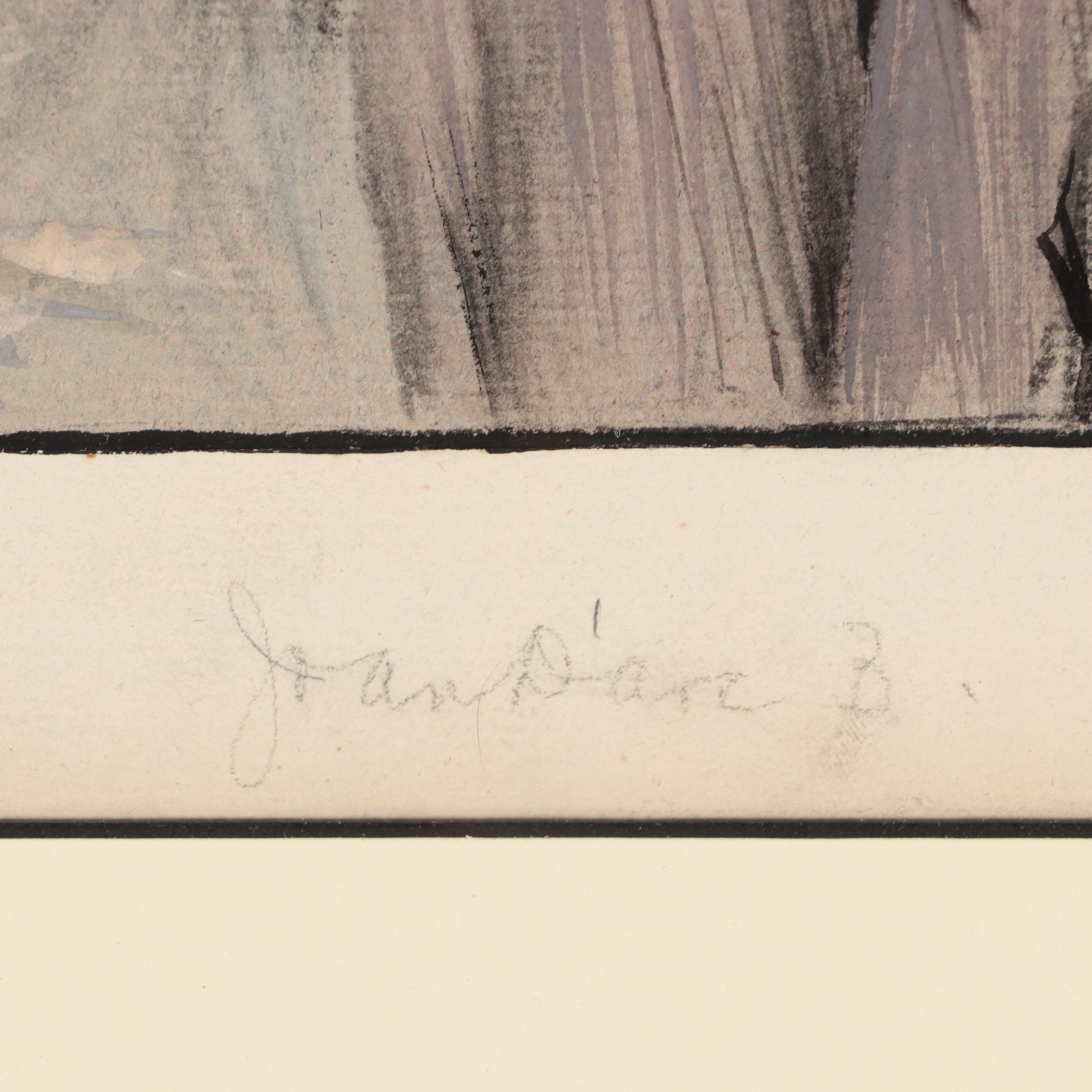 Frank DuMond Mixed Media Painting "Joan of Arc From Mark Twain," Circa 1906