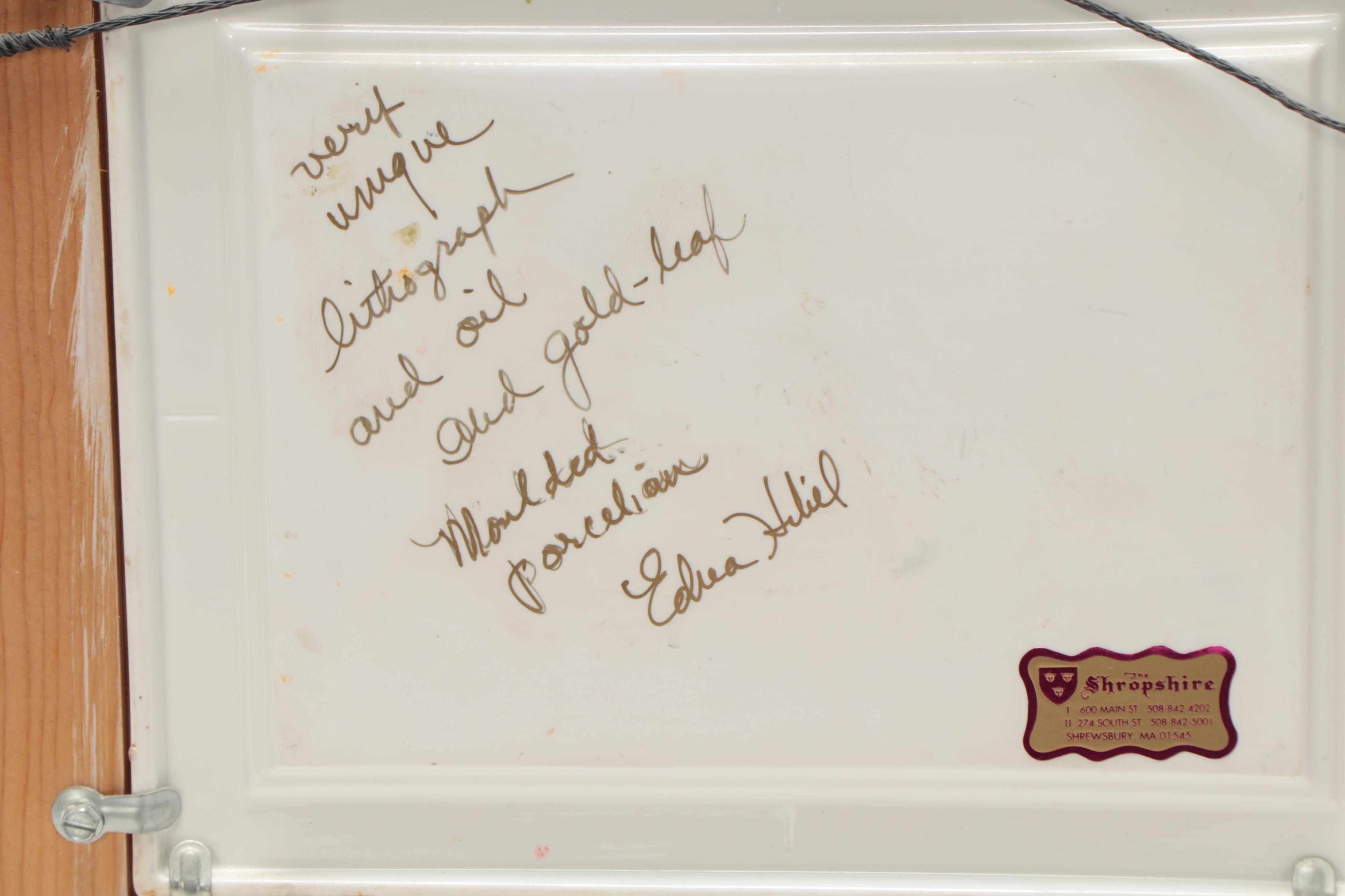 Edna Hibel Girl's Portrait Mixed Media Painting on Porcelain