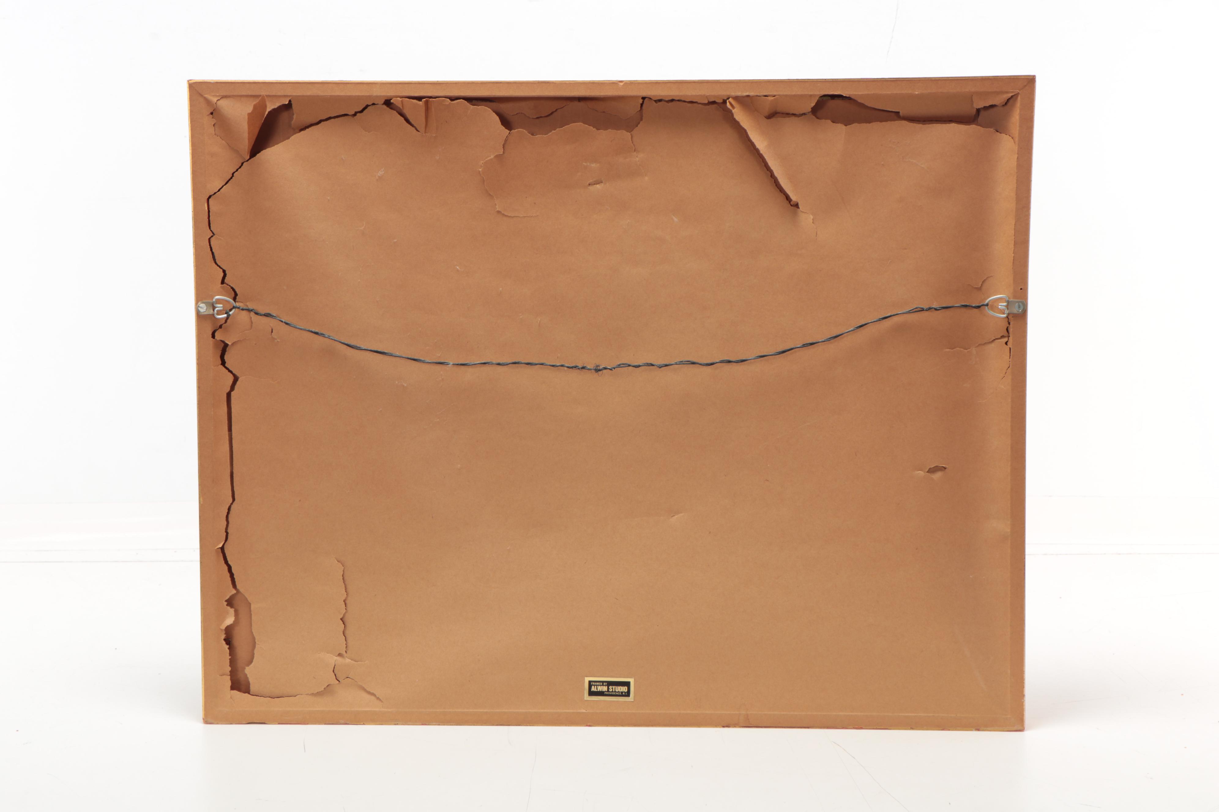 J. Duff Folk Art Landscape Watercolor Painting, 1968