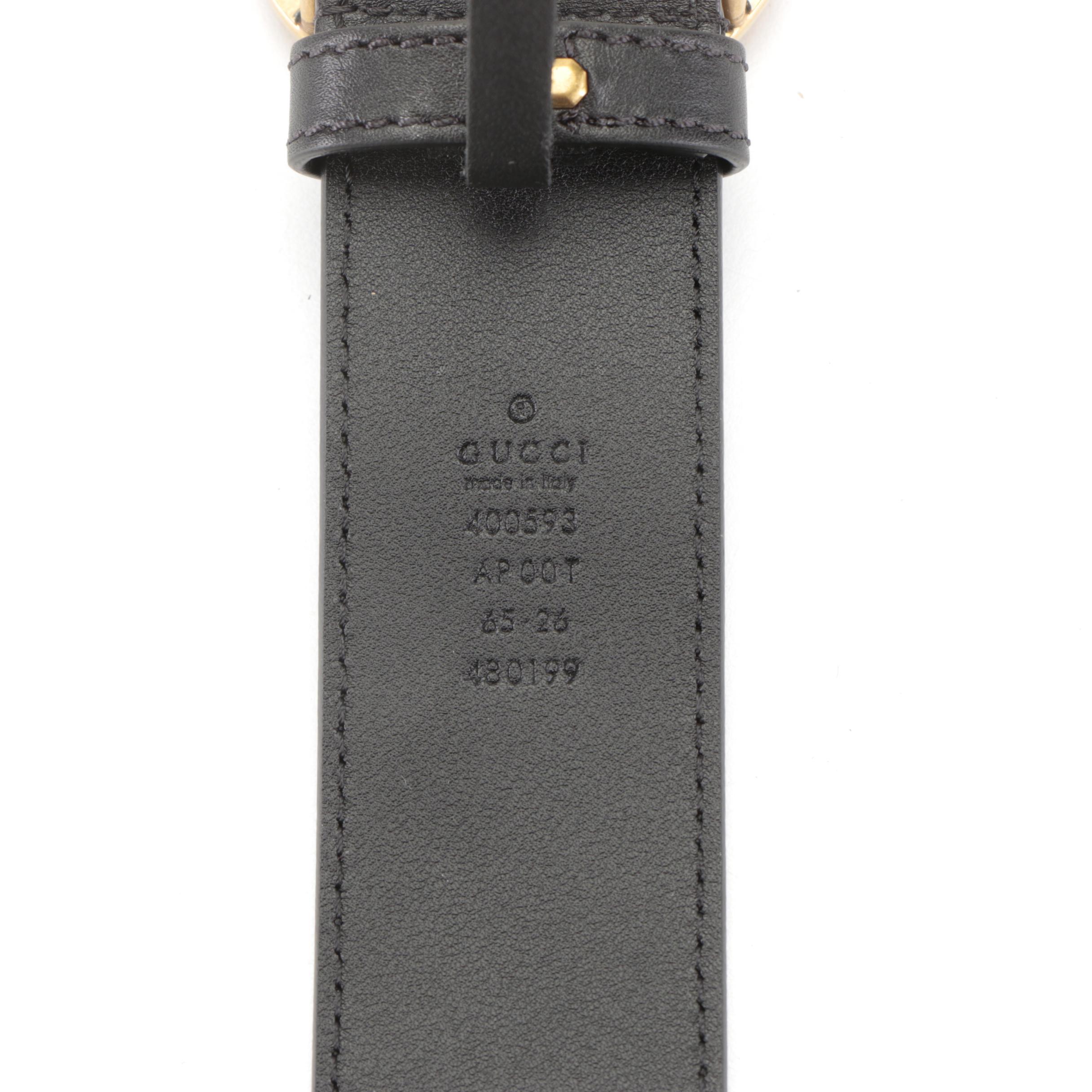 Gucci Re-Edition Wide Double G Buckle Belt in Black Leather with Box