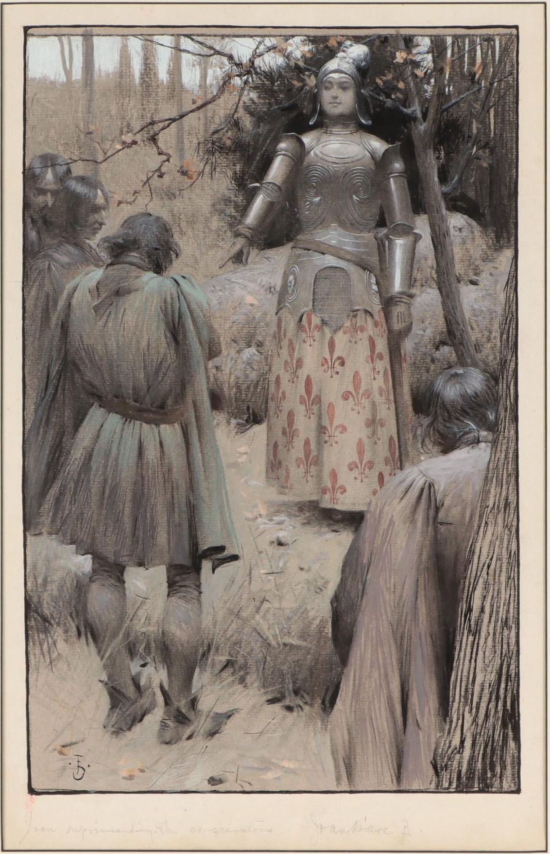 Frank DuMond Mixed Media Painting "Joan of Arc From Mark Twain," Circa 1906