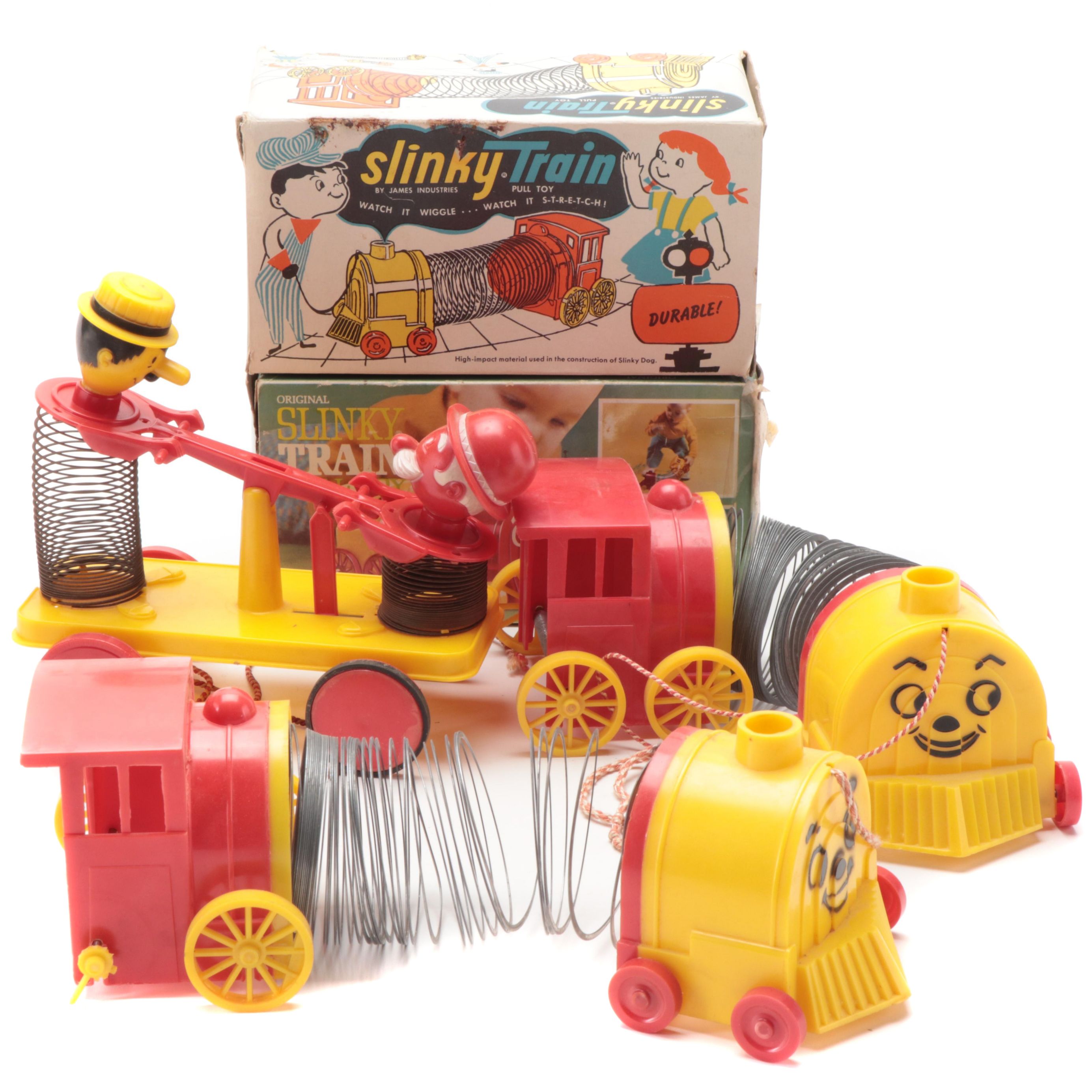 Slinky Train and Handcar Pull Toys with Boxes
