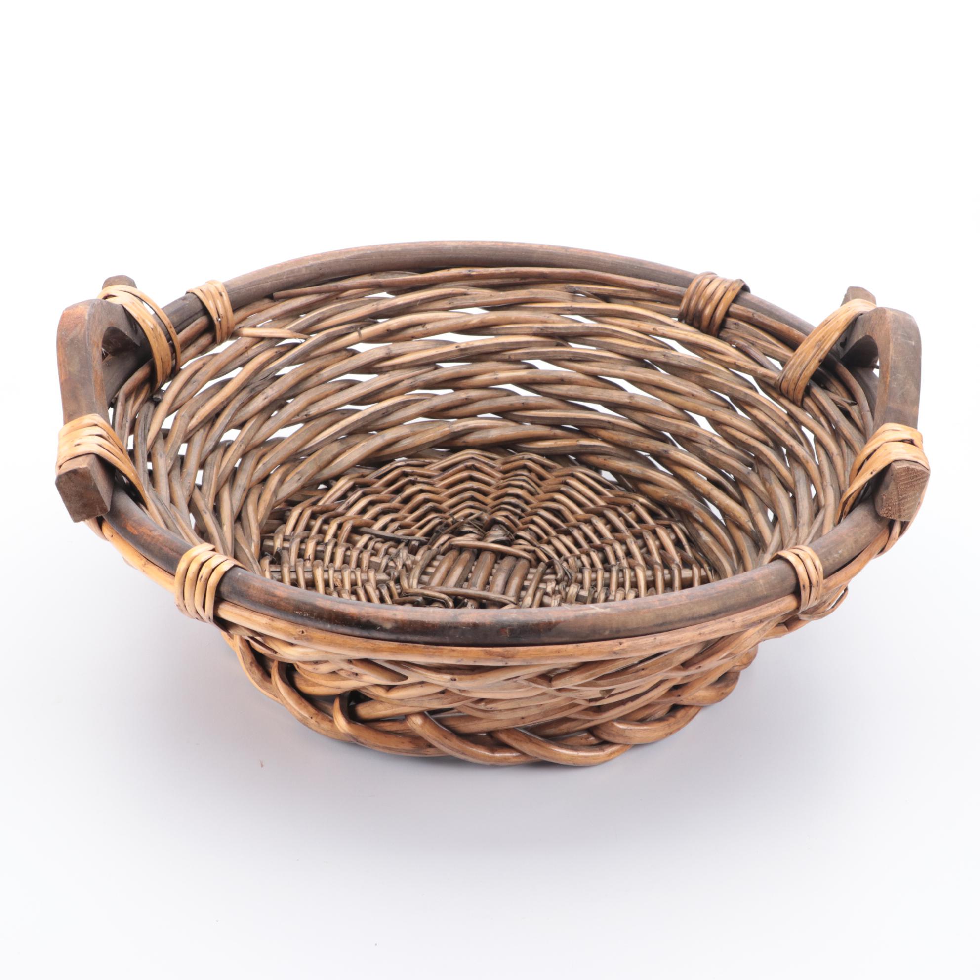 Wood, Cane and Grass Wicker Woven Baskets.