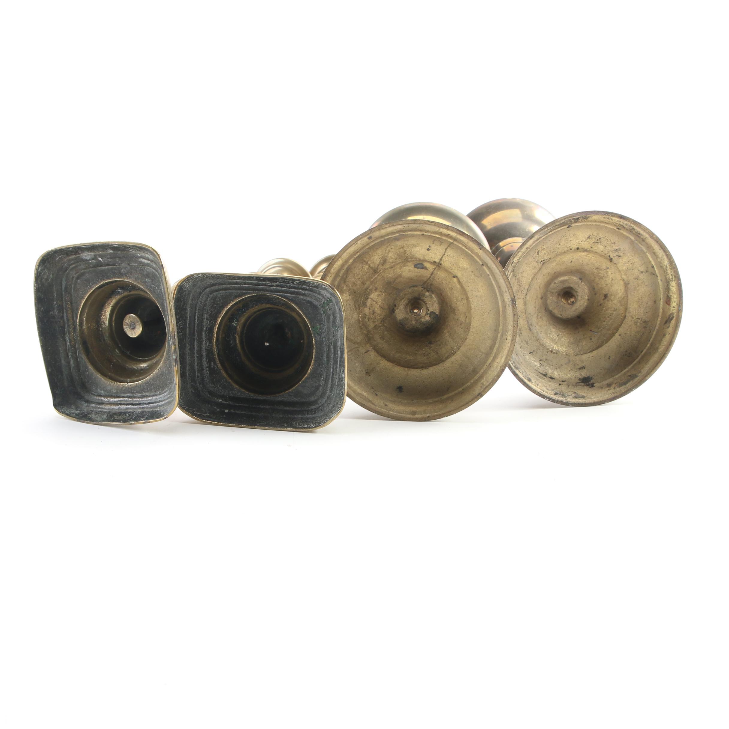 English Push-Up and Other Brass Candlesticks