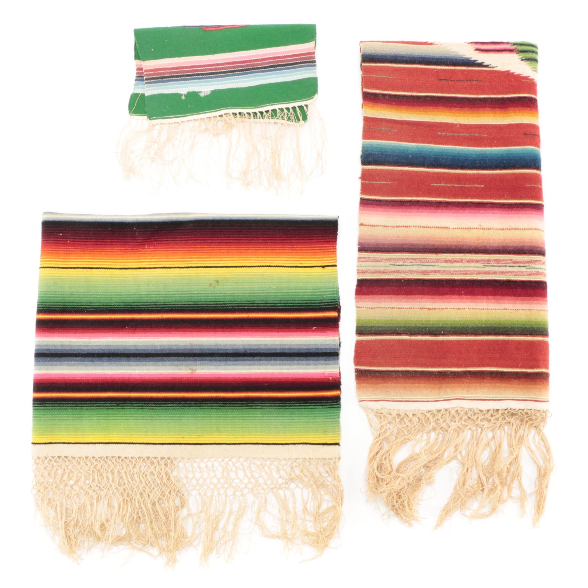 Mexican Woven Wool Serape Blankets and Mats, Mid-20th Century