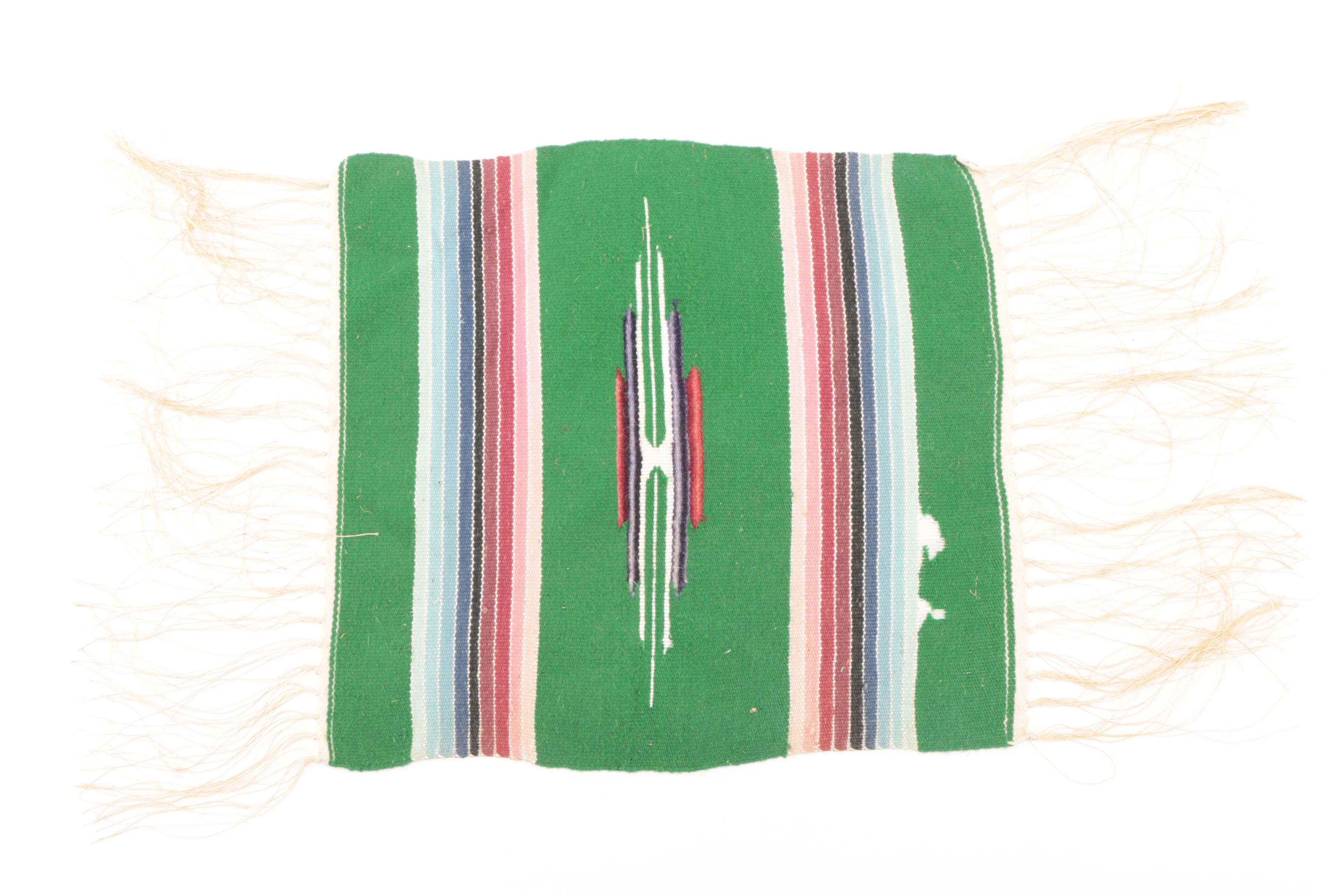 Mexican Woven Wool Serape Blankets and Mats, Mid-20th Century