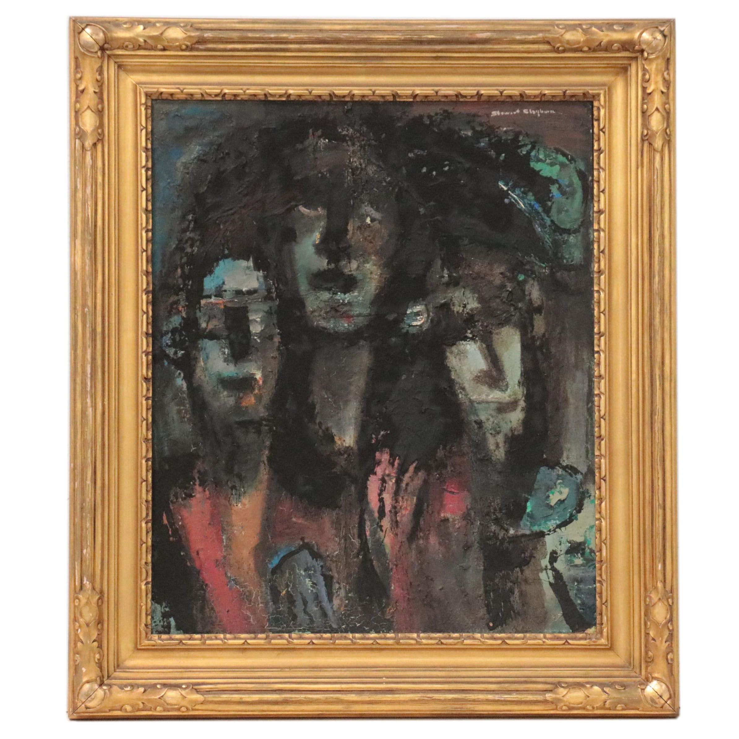 Ella Stewart-Clayburn Abstract Oil Painting, Mid-20th Century