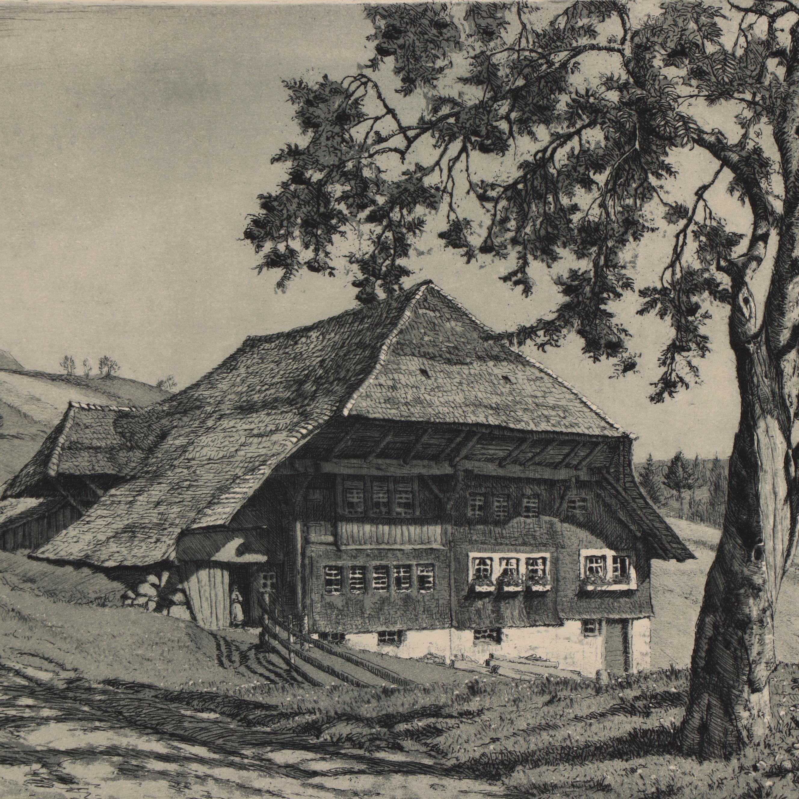 Paul Sollmann Landscape and Town Scene Etchings, 20th century
