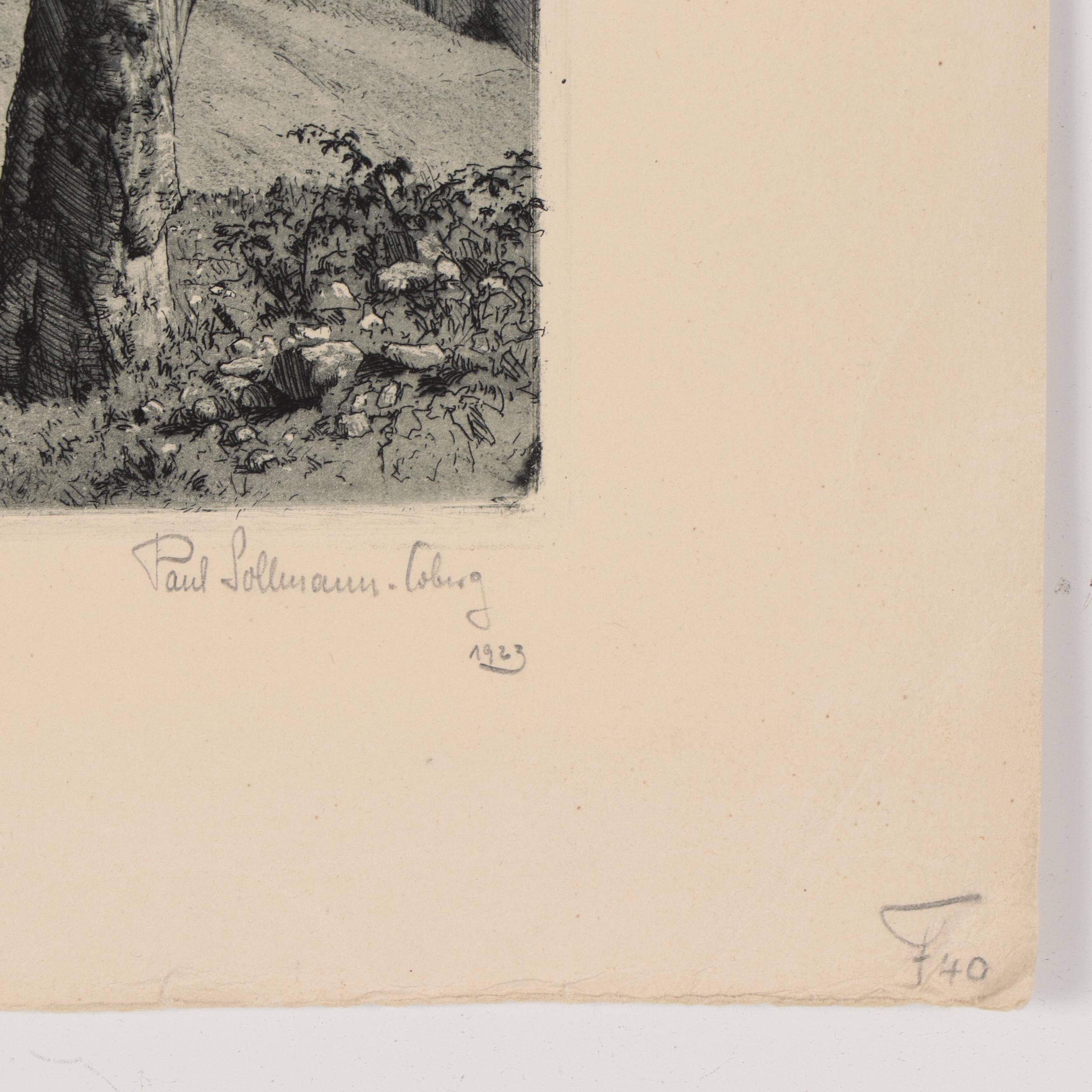 Paul Sollmann Landscape and Town Scene Etchings, 20th century