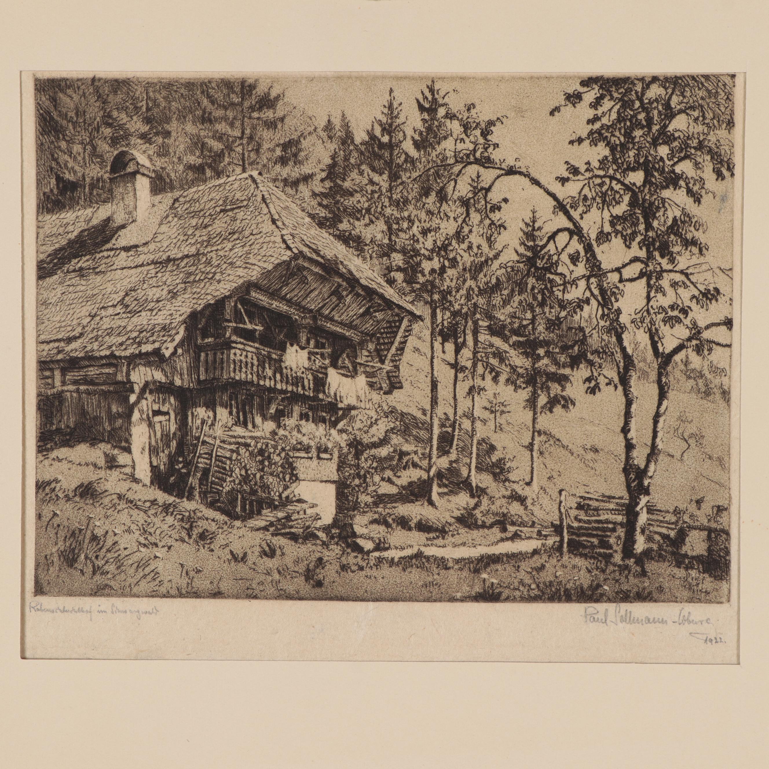 Paul Sollmann Landscape and Town Scene Etchings, 20th century