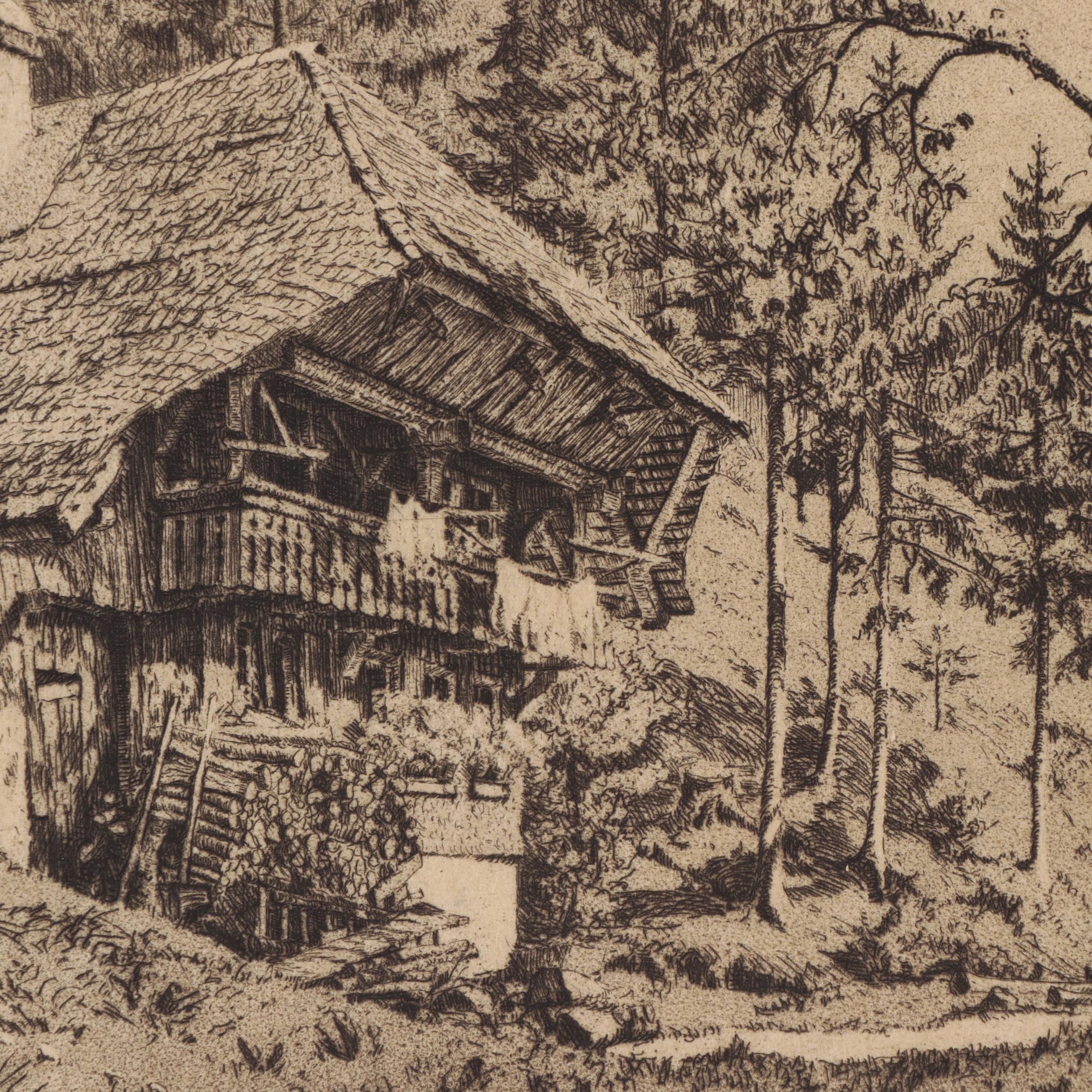 Paul Sollmann Landscape and Town Scene Etchings, 20th century