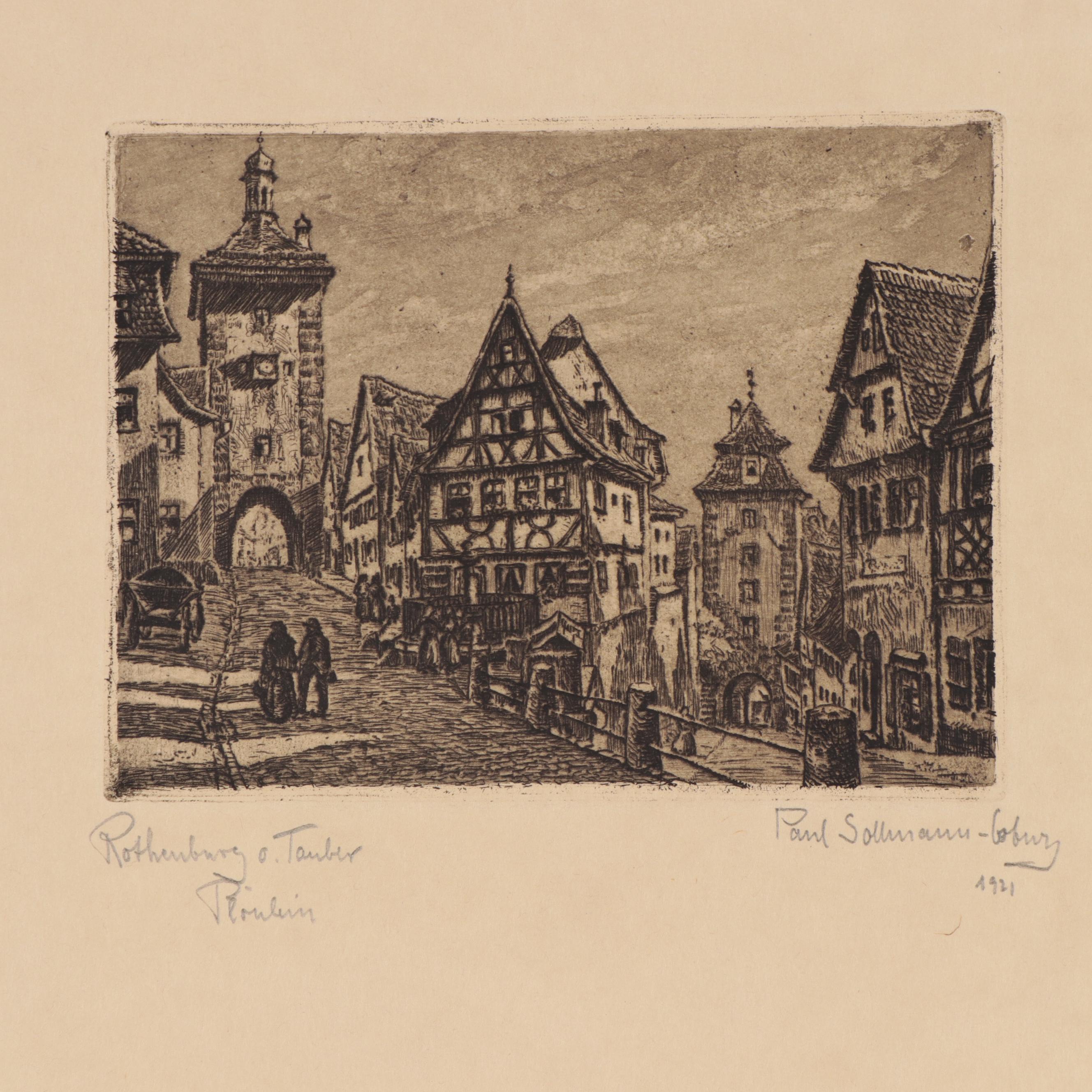 Paul Sollmann Landscape and Town Scene Etchings, 20th century