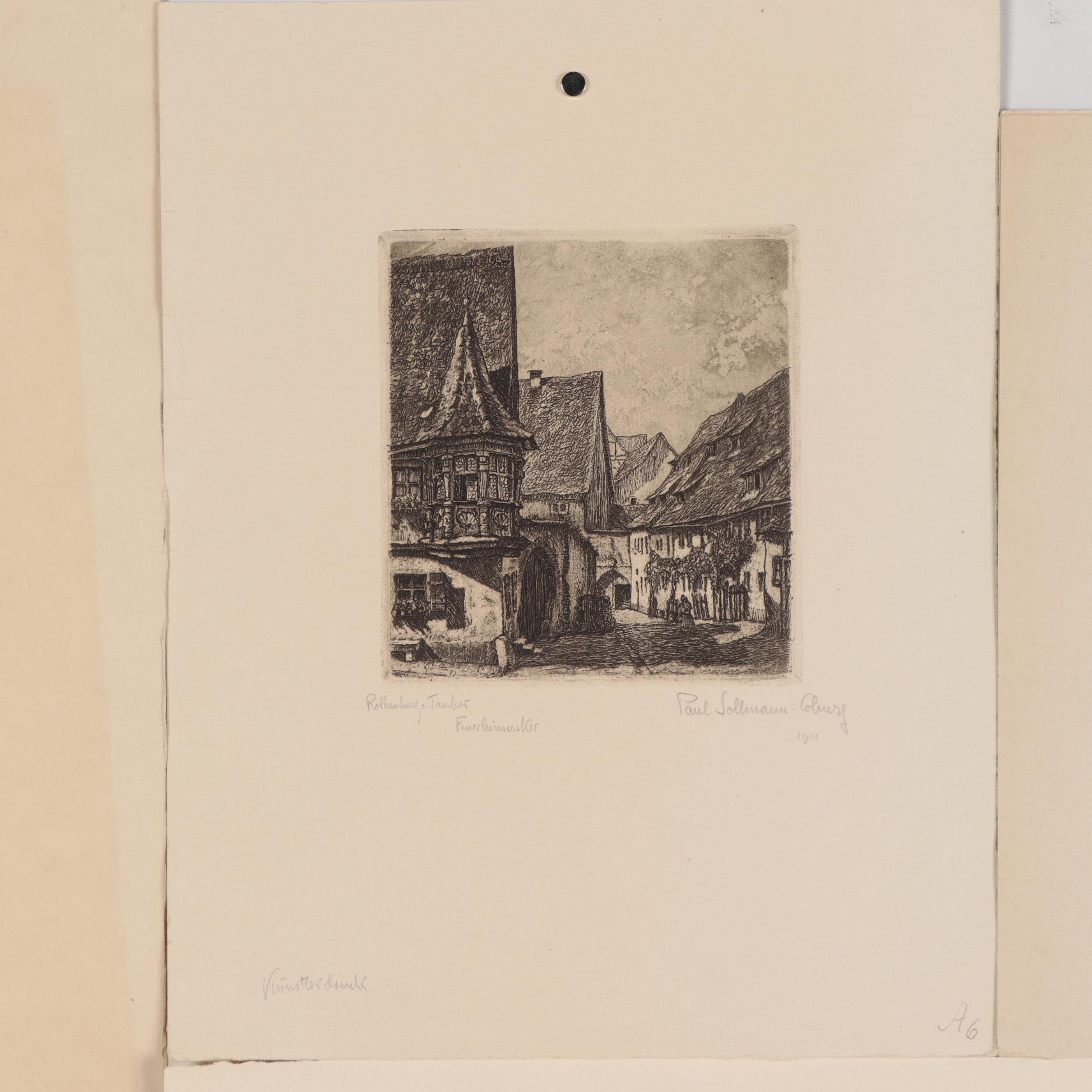Paul Sollmann Landscape and Town Scene Etchings, 20th century