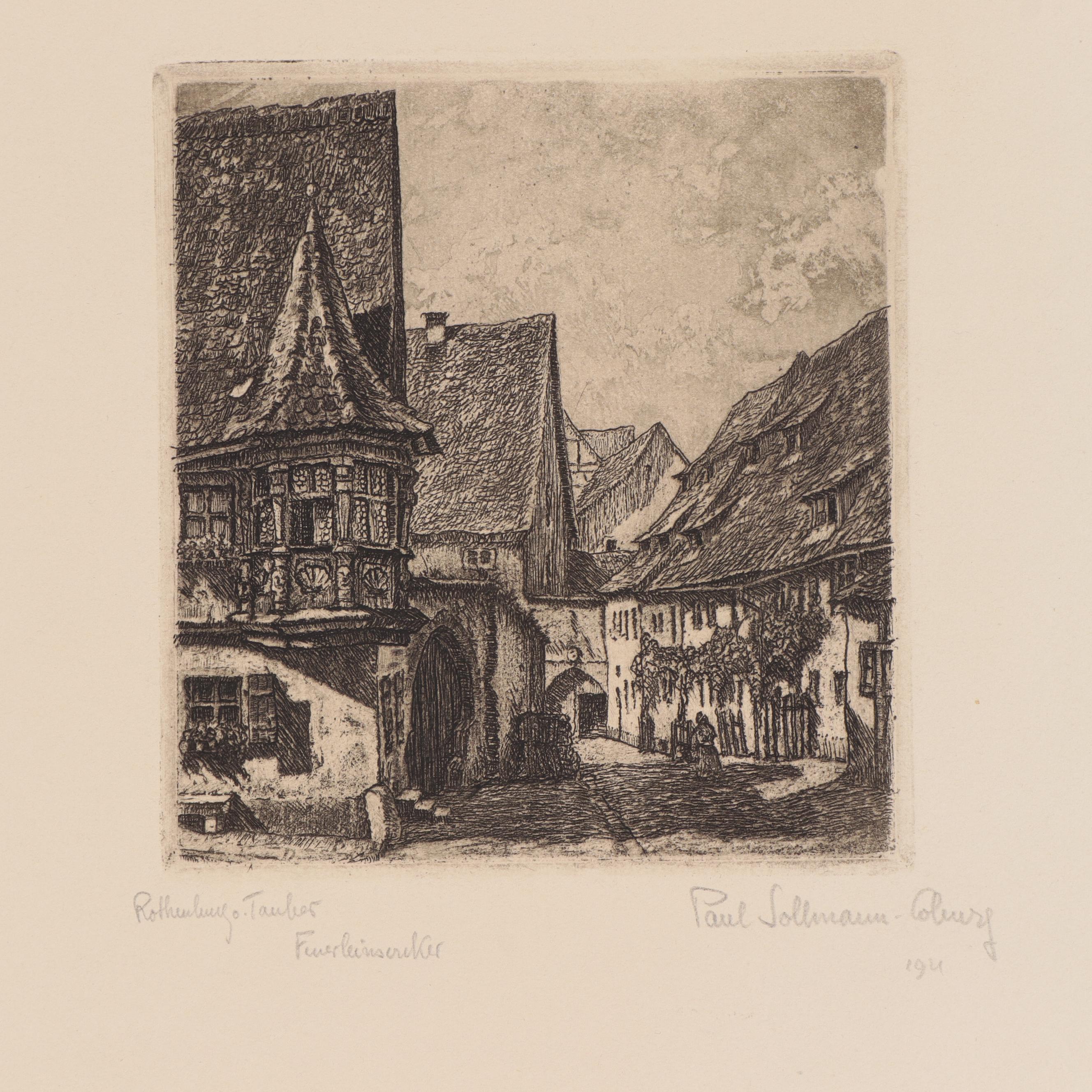 Paul Sollmann Landscape and Town Scene Etchings, 20th century
