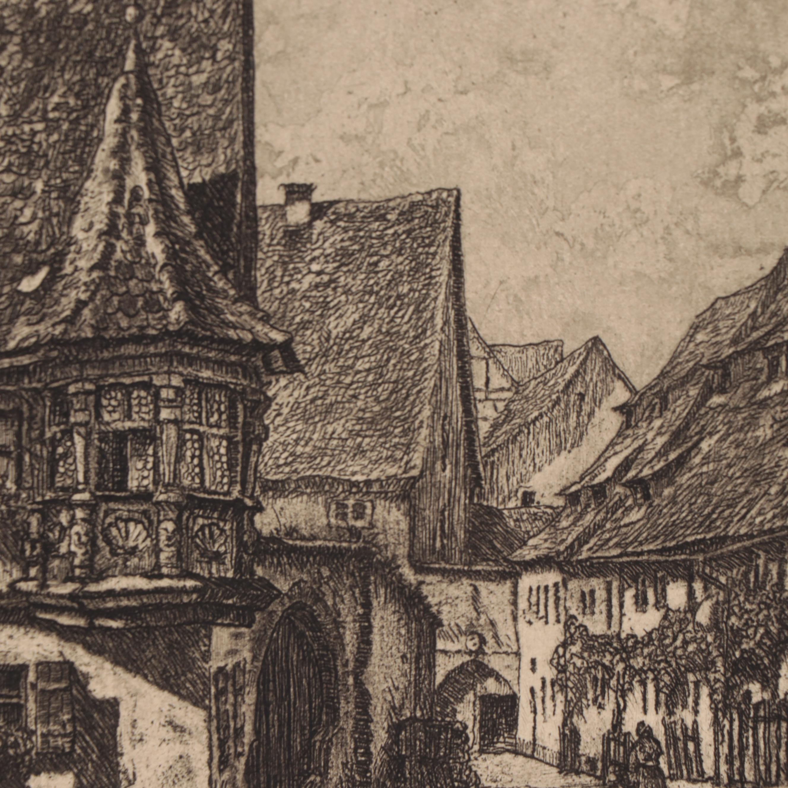Paul Sollmann Landscape and Town Scene Etchings, 20th century