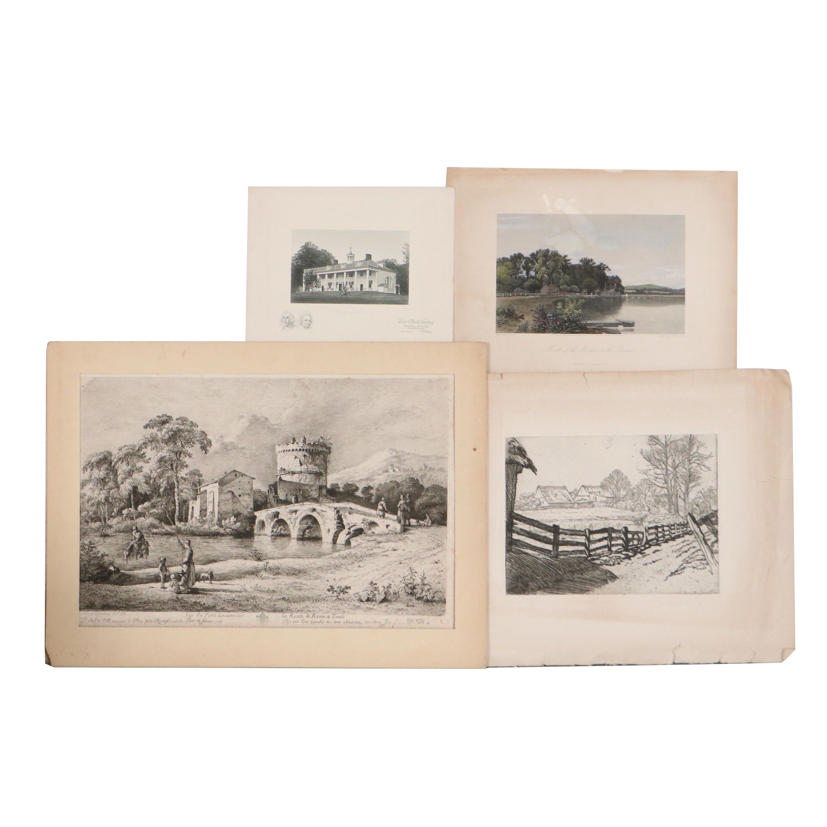 Landscape Intaglio Prints Including "Mount Vernon"