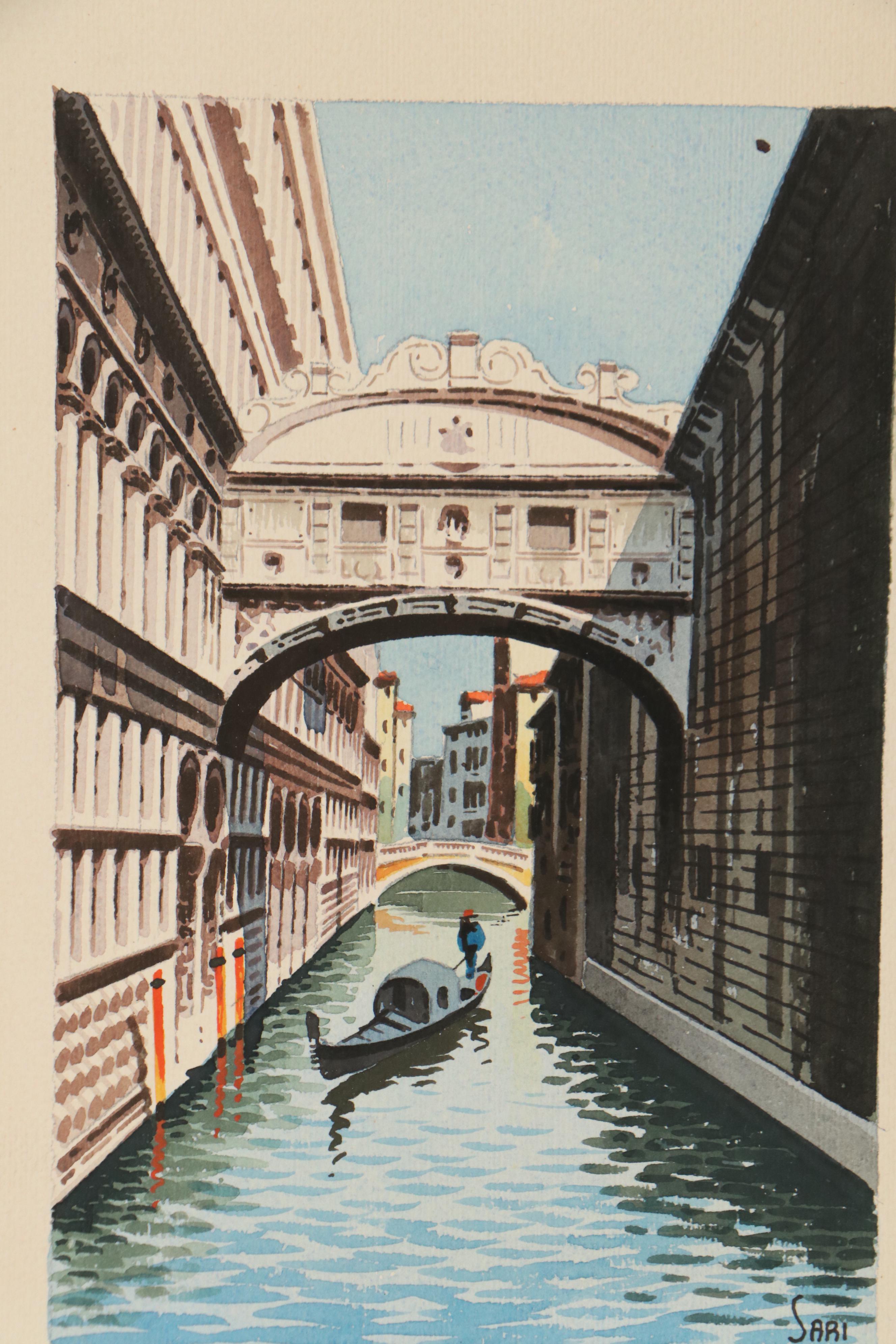 Japanese Woodblock and Landscape Watercolor Paintings