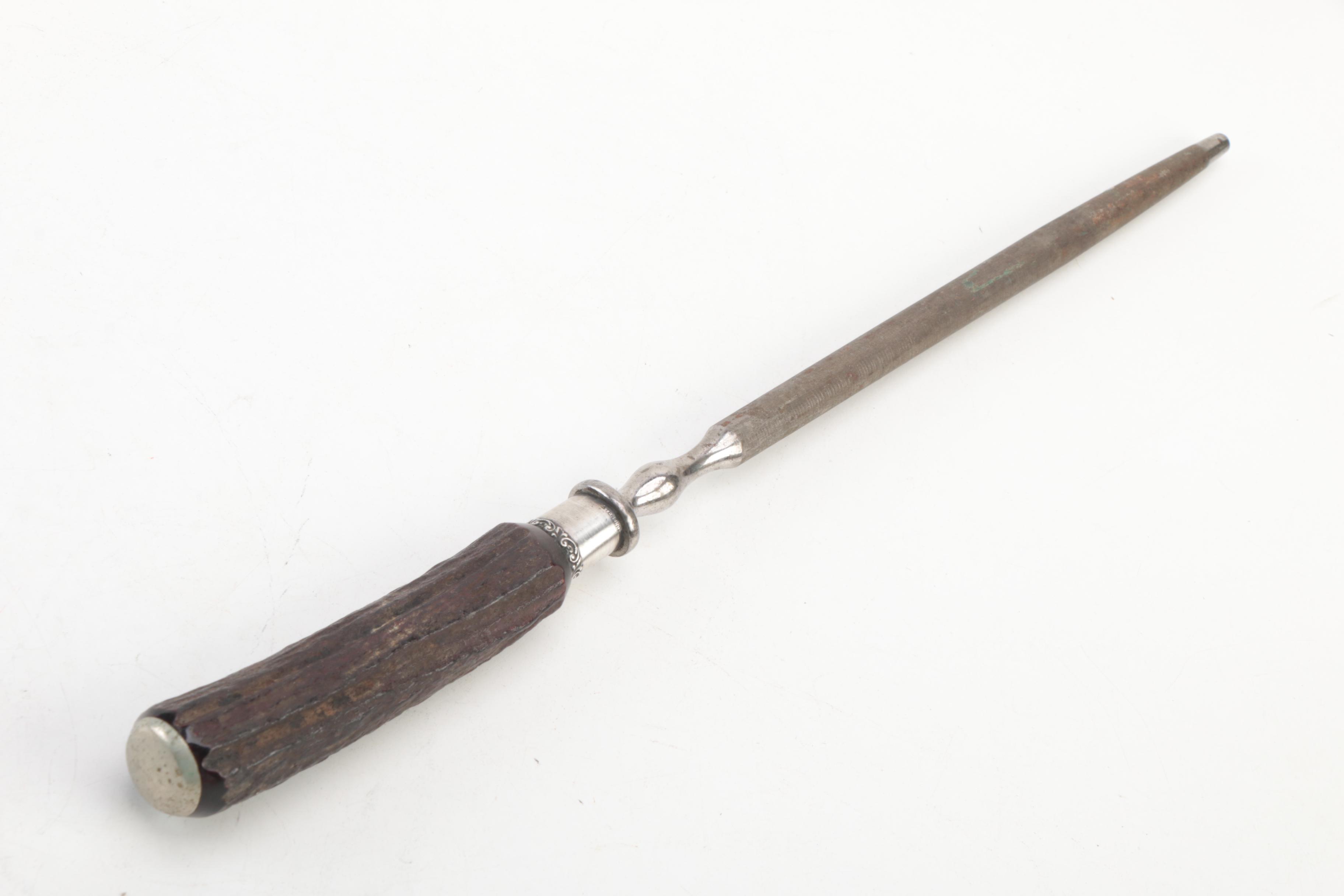 Antler Carving Forks and Sharpening Steel with Sterling Silver Collars