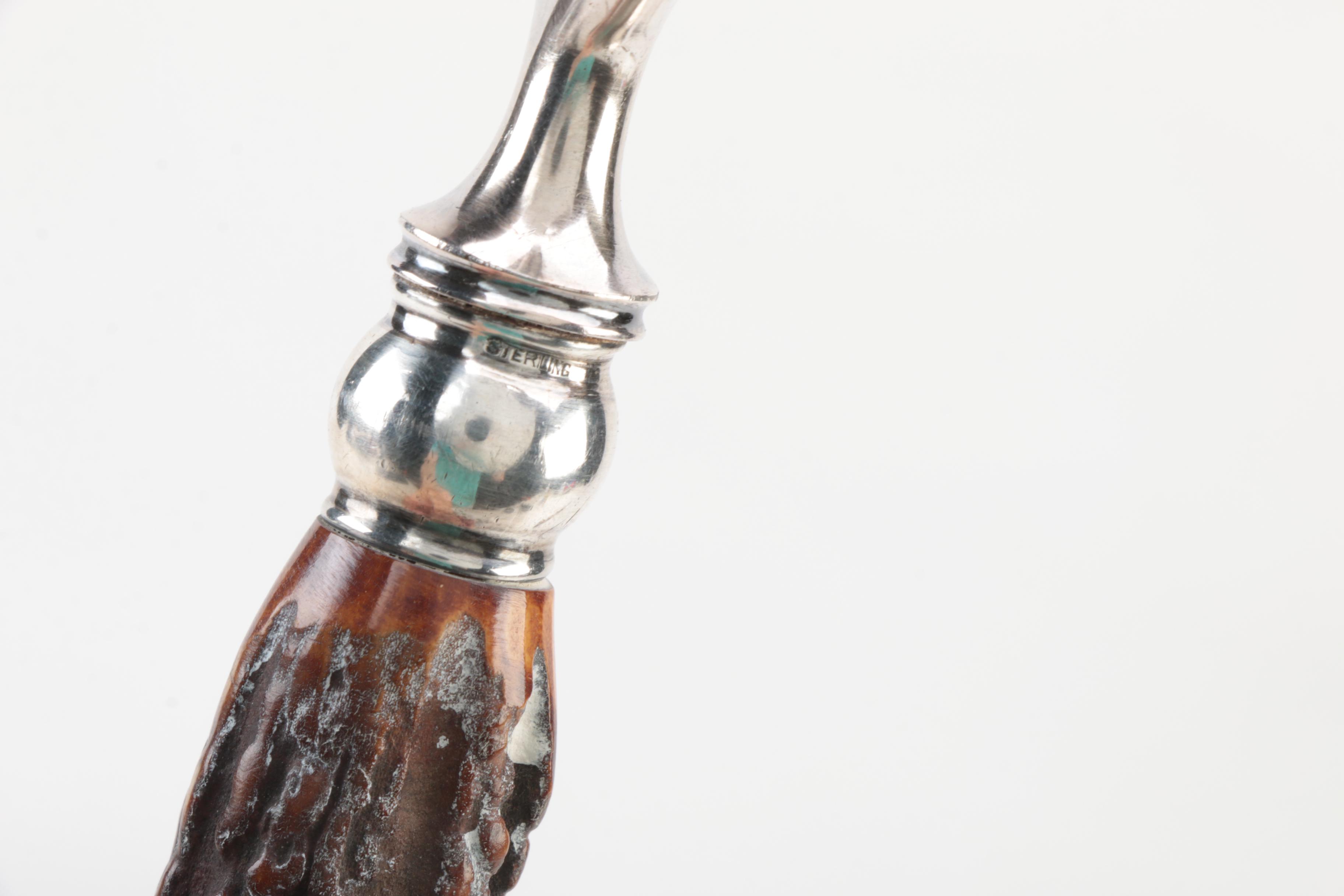 Antler Carving Forks and Sharpening Steel with Sterling Silver Collars