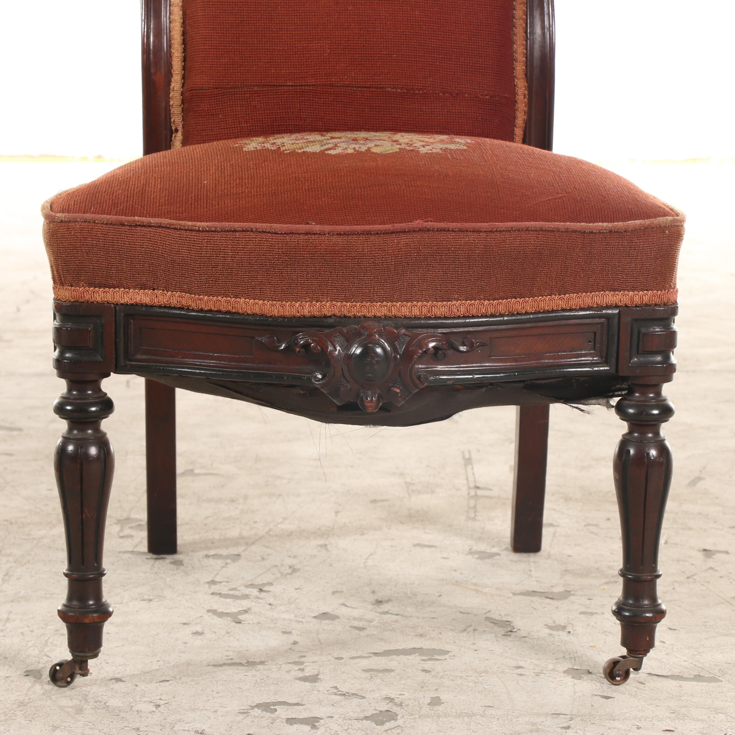 Pair of Renaissance Revival Walnut Side Chairs, 1860s