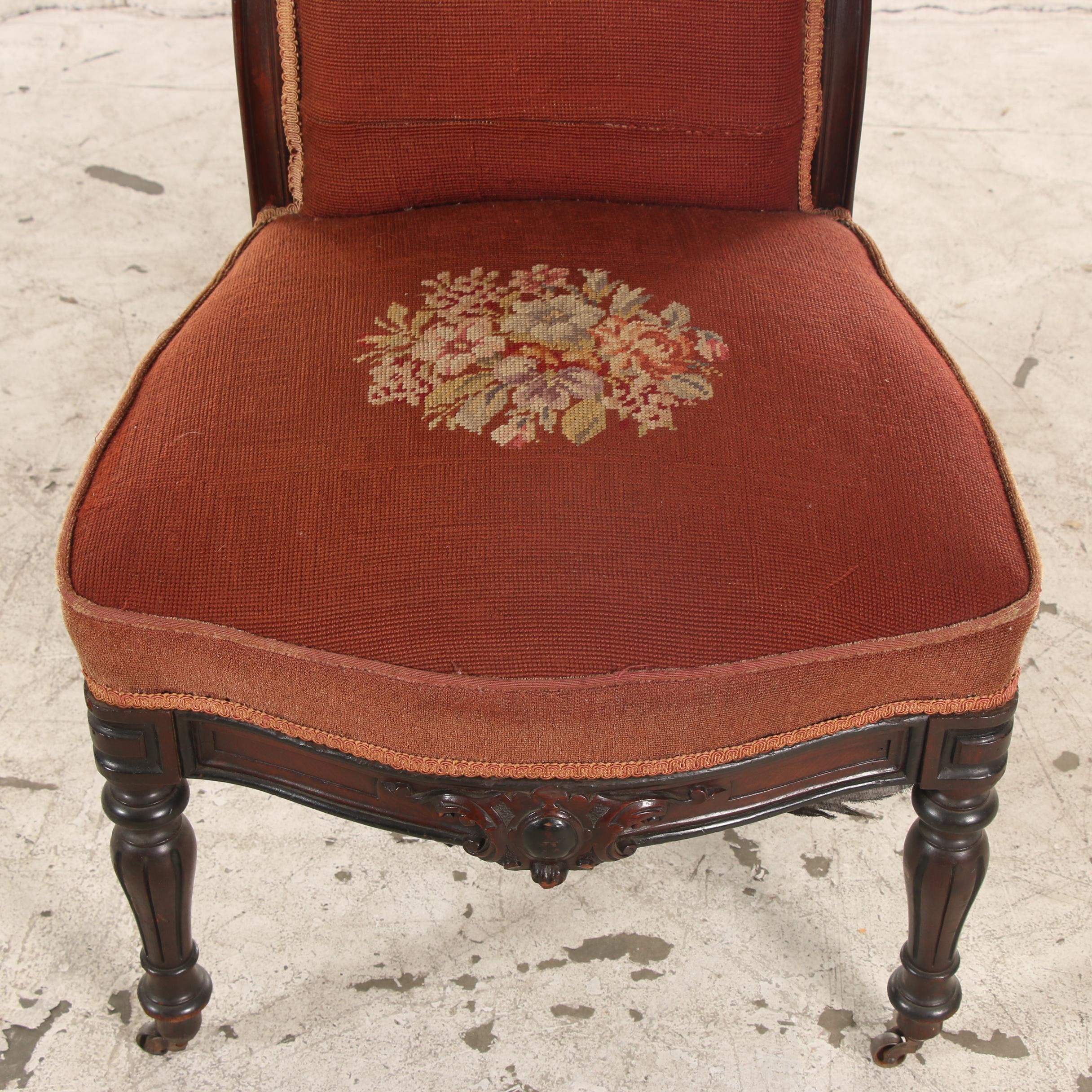 Pair of Renaissance Revival Walnut Side Chairs, 1860s
