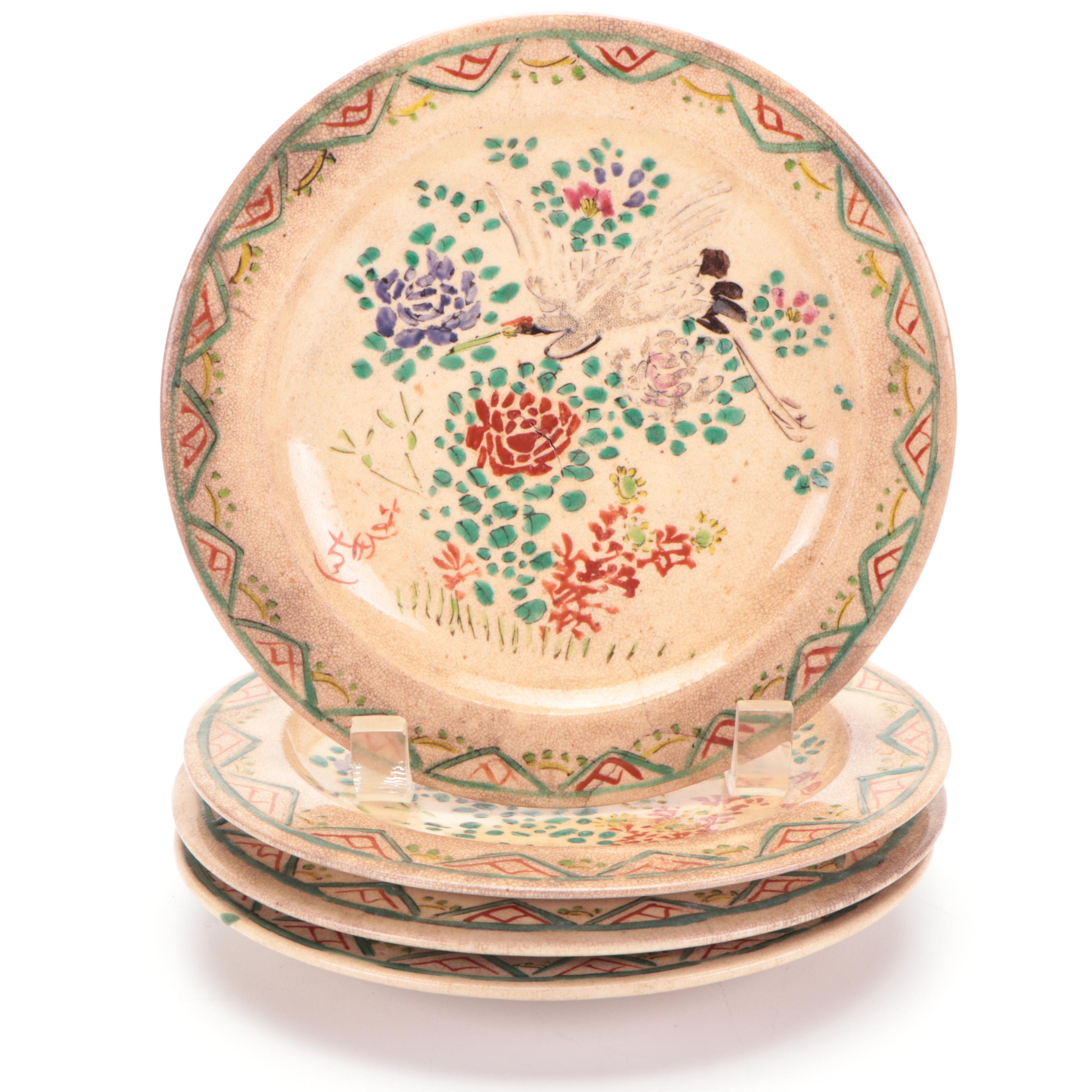 Japanese Kinkozan Awata Satsuma Style Plates and Box