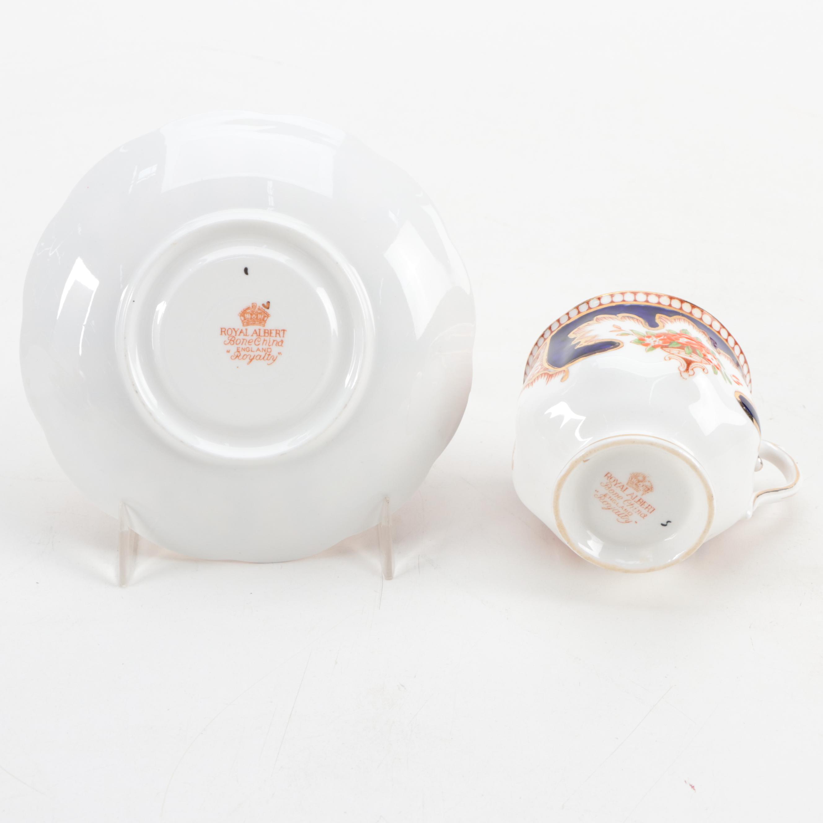 Royal Albert "Royalty" and Other Bone China Teacups, Mid to Late 20th Century