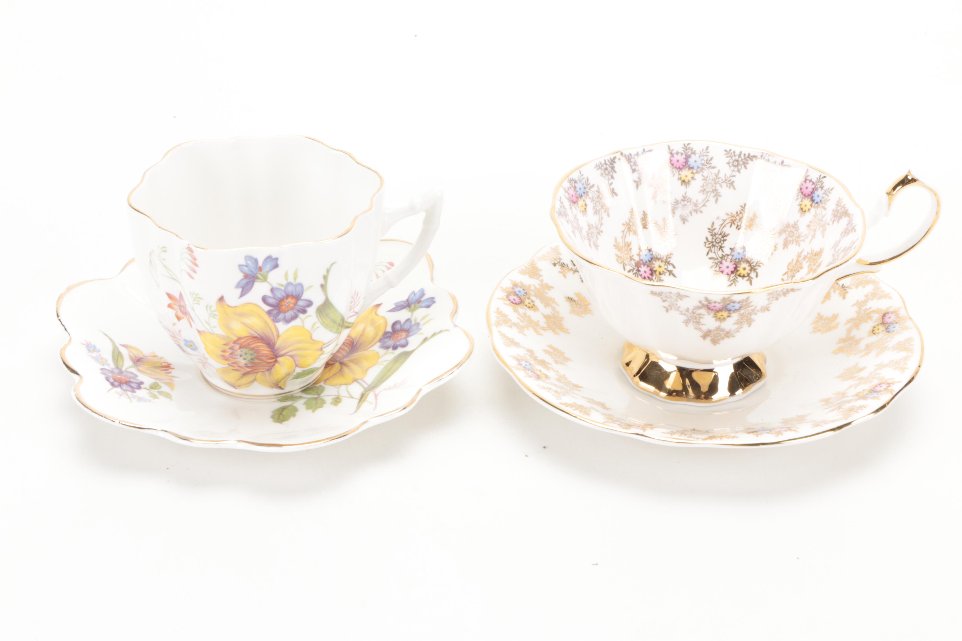 Japanese and English Porcelain and Bone China Teacups and Saucers