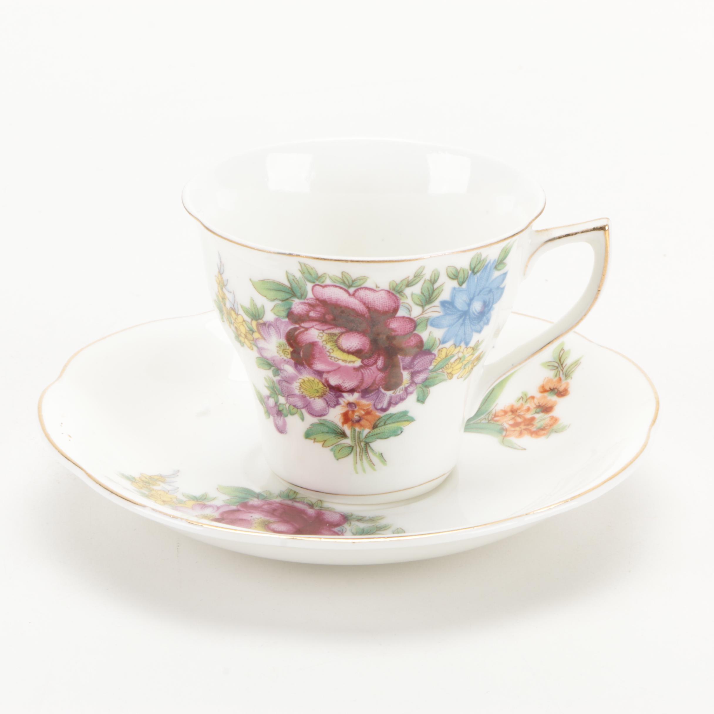Japanese and English Porcelain and Bone China Teacups and Saucers