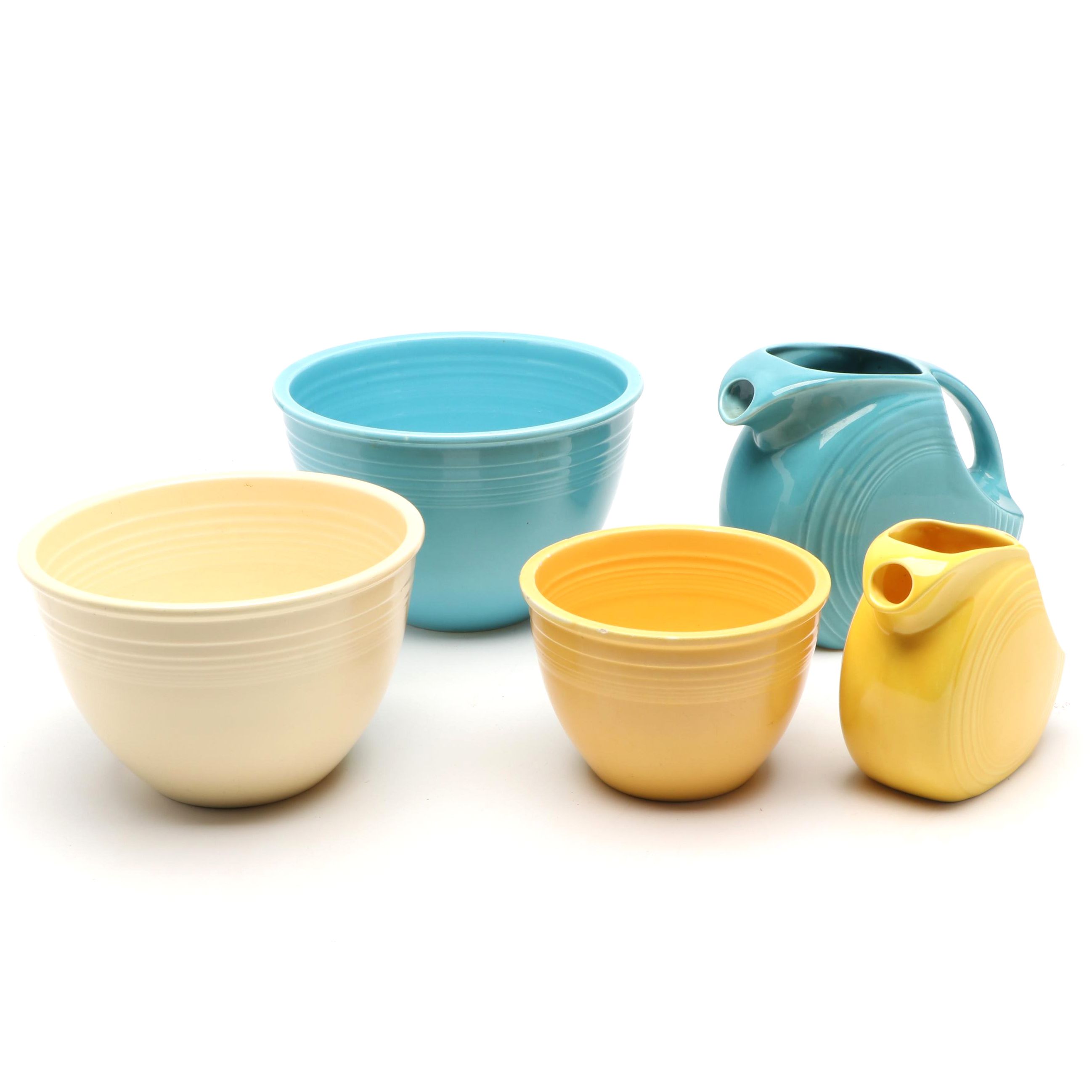 Homer Laughlin Fiesta Ware Glazed Ceramic Serving Bowls and Water Pitchers