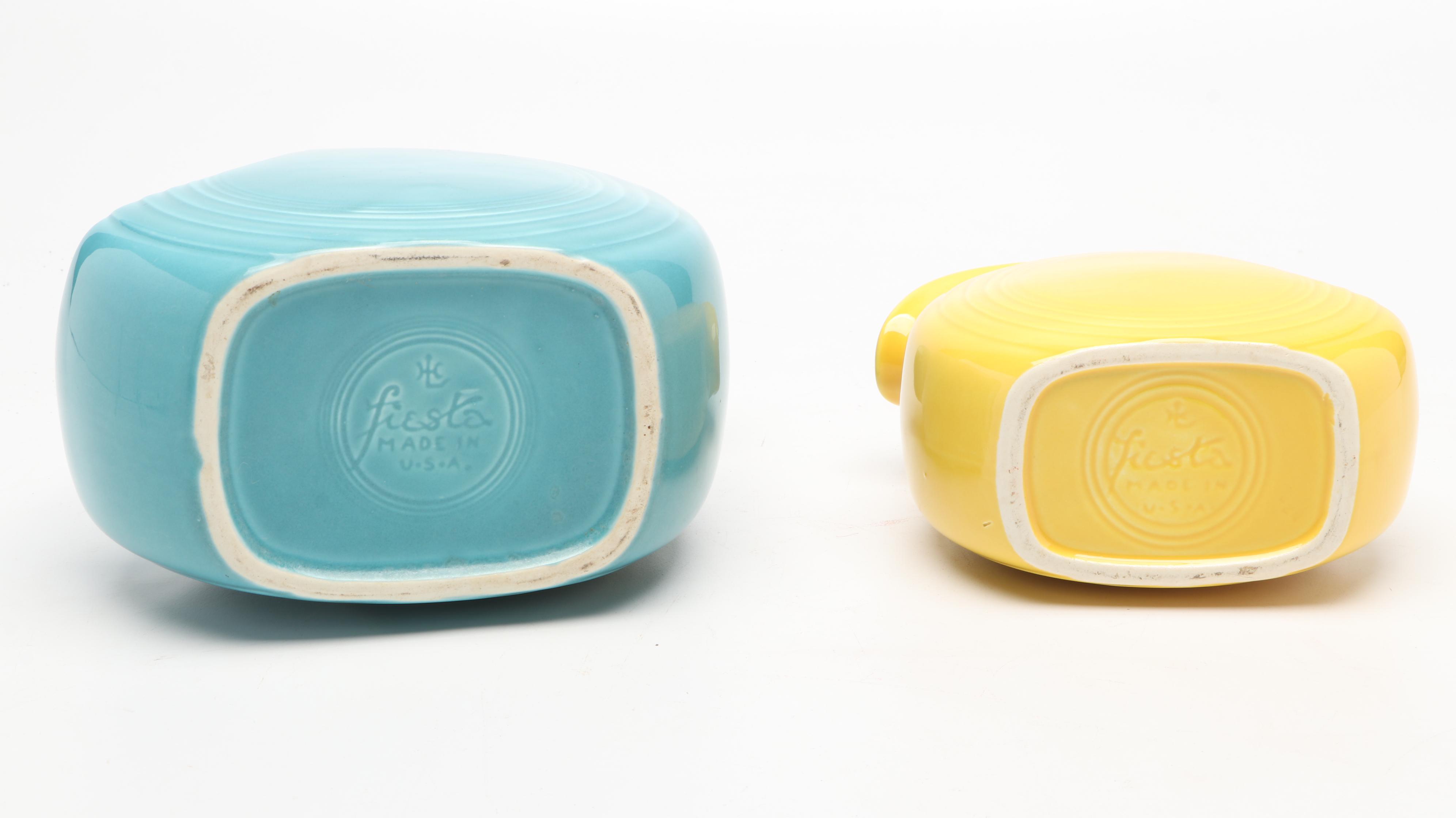 Homer Laughlin Fiesta Ware Glazed Ceramic Serving Bowls and Water Pitchers