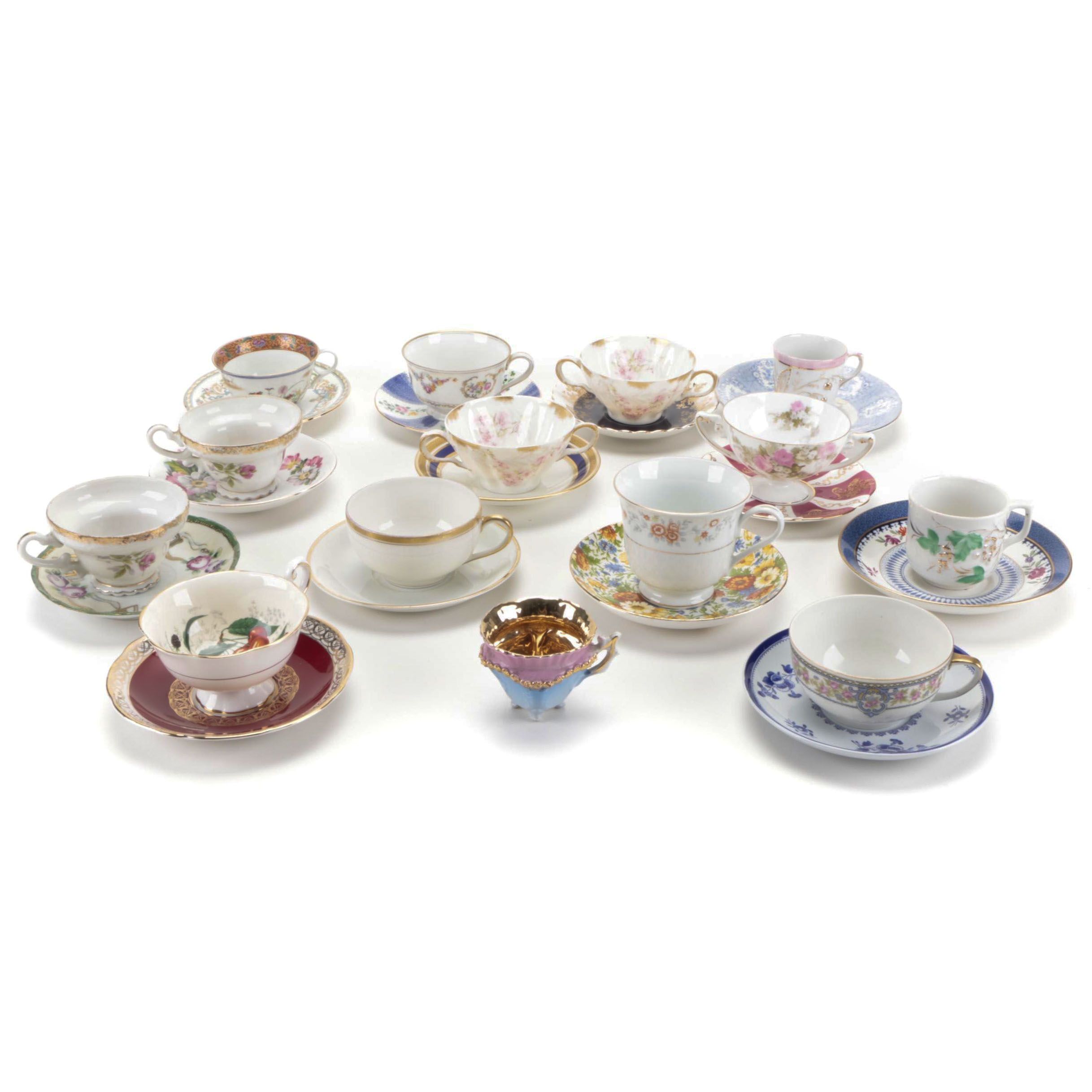 Limoges with Other Porcelain and Ceramic Teacups, Late 19th to 20th Century