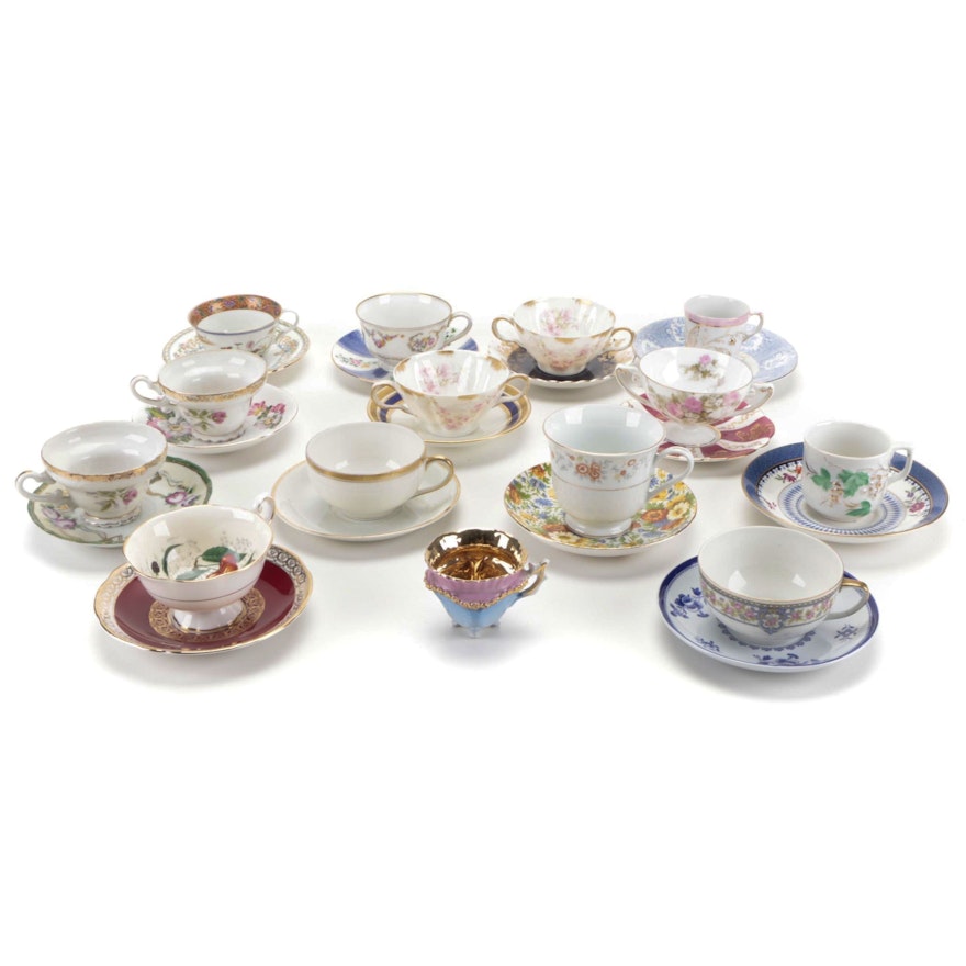 Limoges with Other Porcelain and Ceramic Teacups, Late 19th to 20th Century