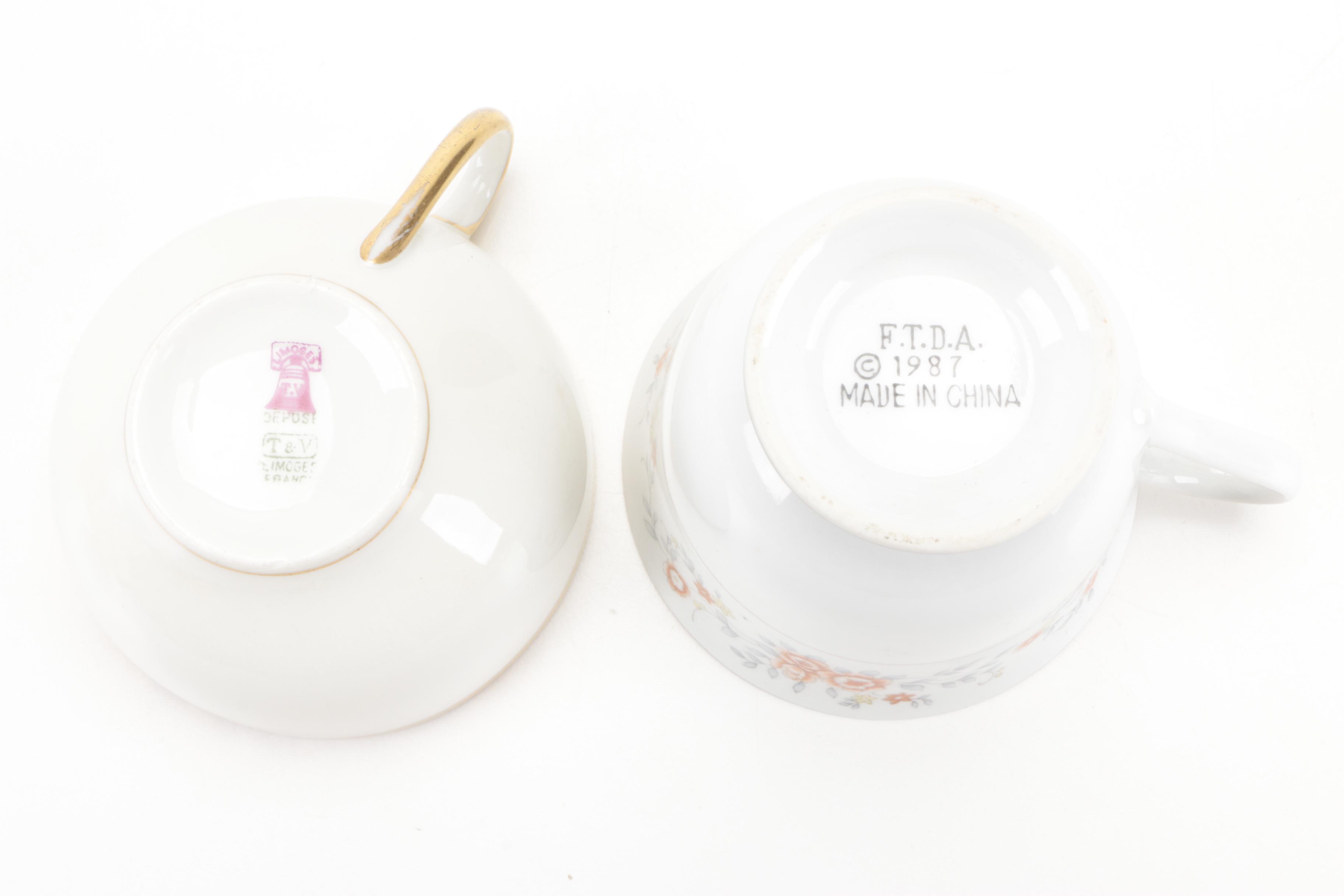 Limoges with Other Porcelain and Ceramic Teacups, Late 19th to 20th Century